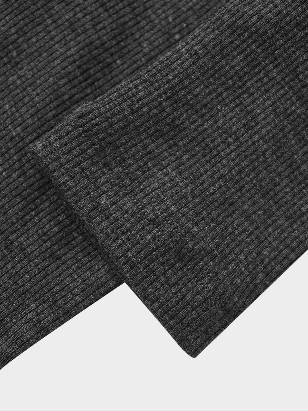 Grey ribbed knit fabric close-up for a baby hoodie set, soft and breathable.