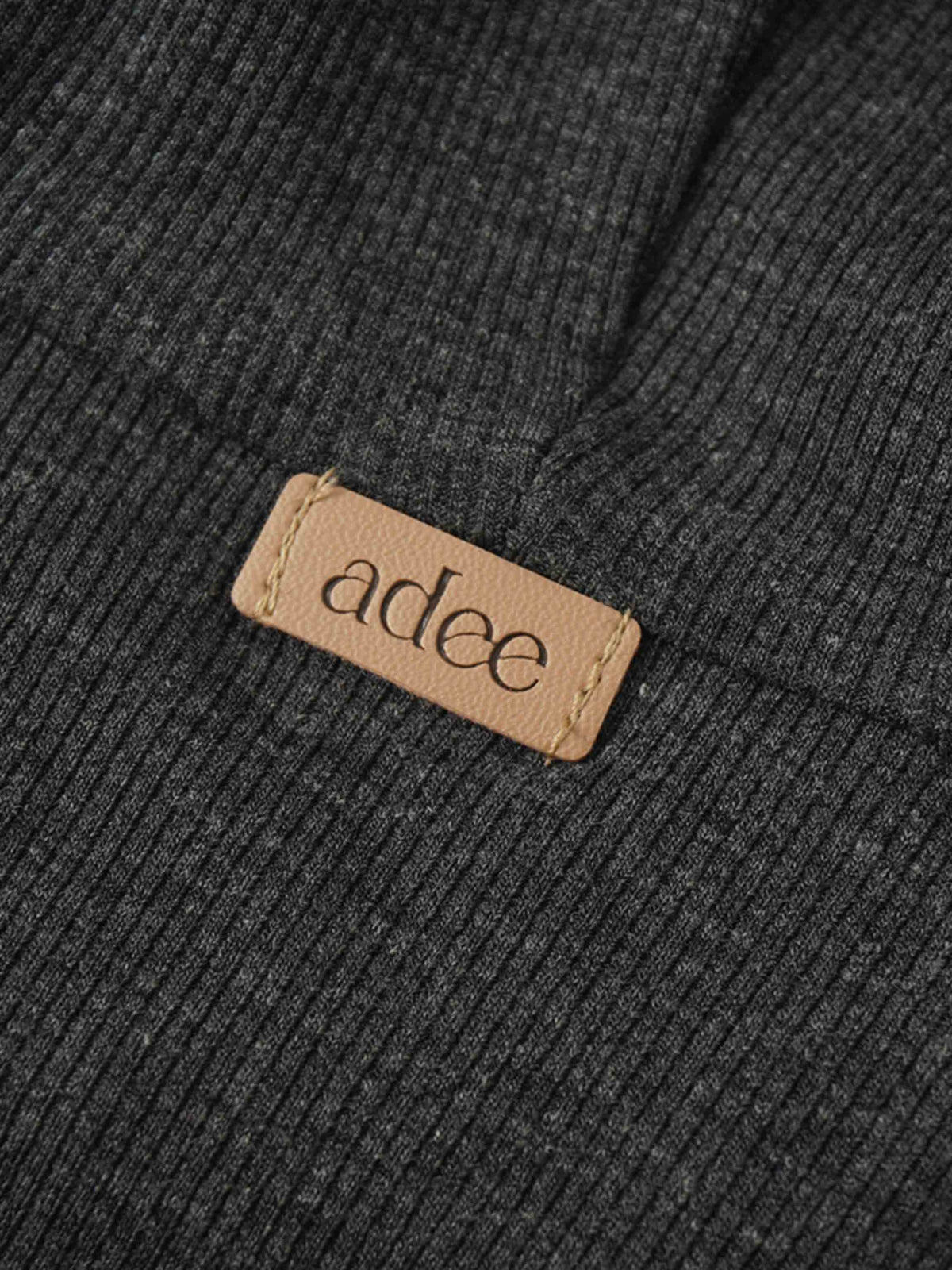Grey ribbed hoodie set for babies and toddlers with hood, soft breathable fabric, rising sun embroidery and Adee.