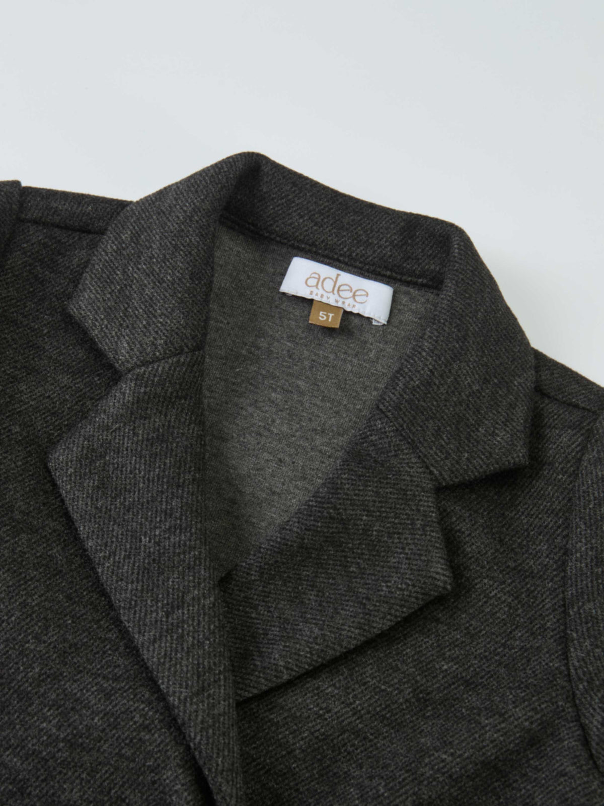 Textured twill blazer for boys, grey, Adee brand, dressy top, size 5T.