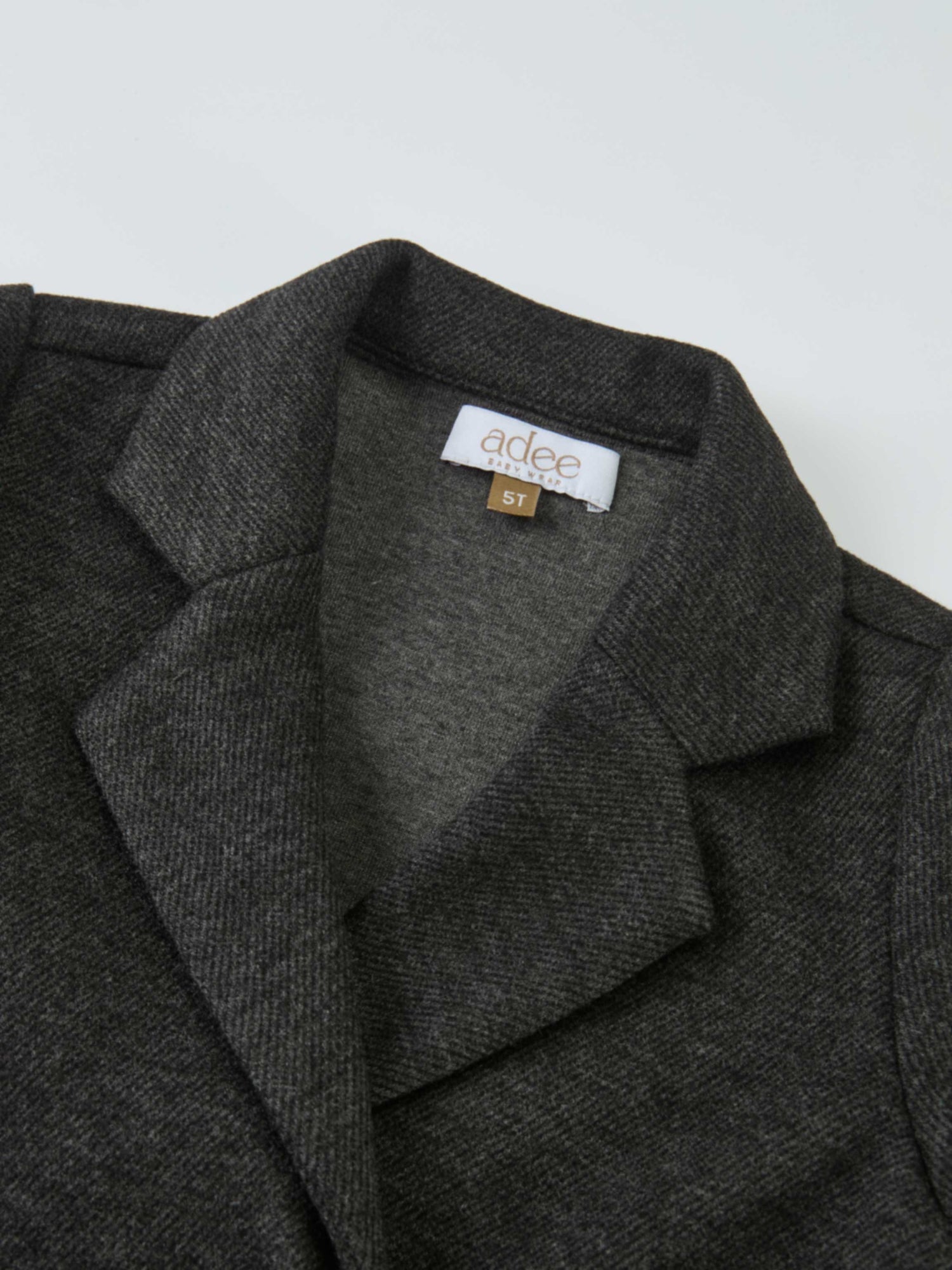 Textured twill blazer for boys, grey, Adee brand, dressy top, size 5T.
