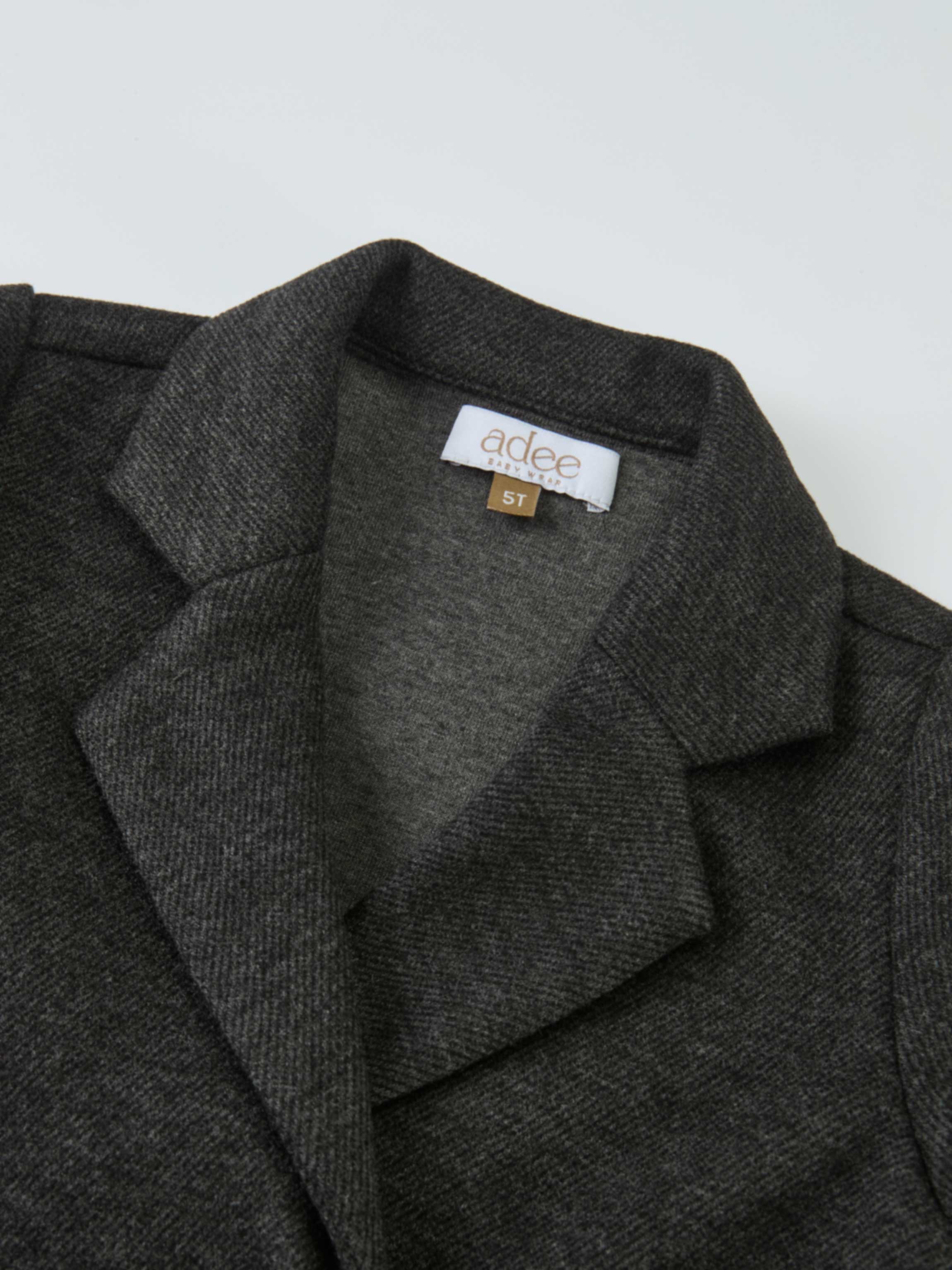 Textured twill blazer for boys, grey, Adee brand, dressy top, size 5T.