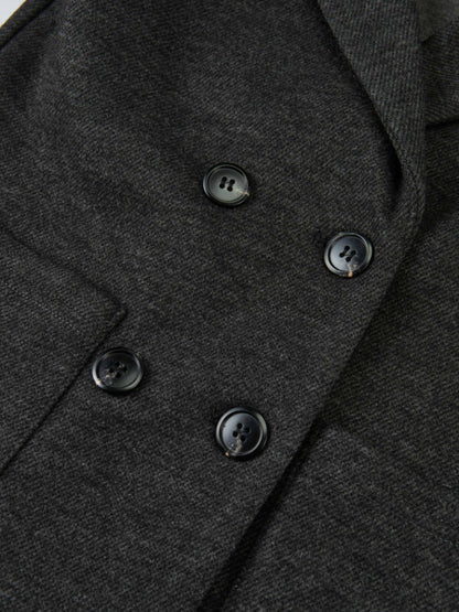 Textured Twill Blazer for boys by Adee in grey with black front buttons