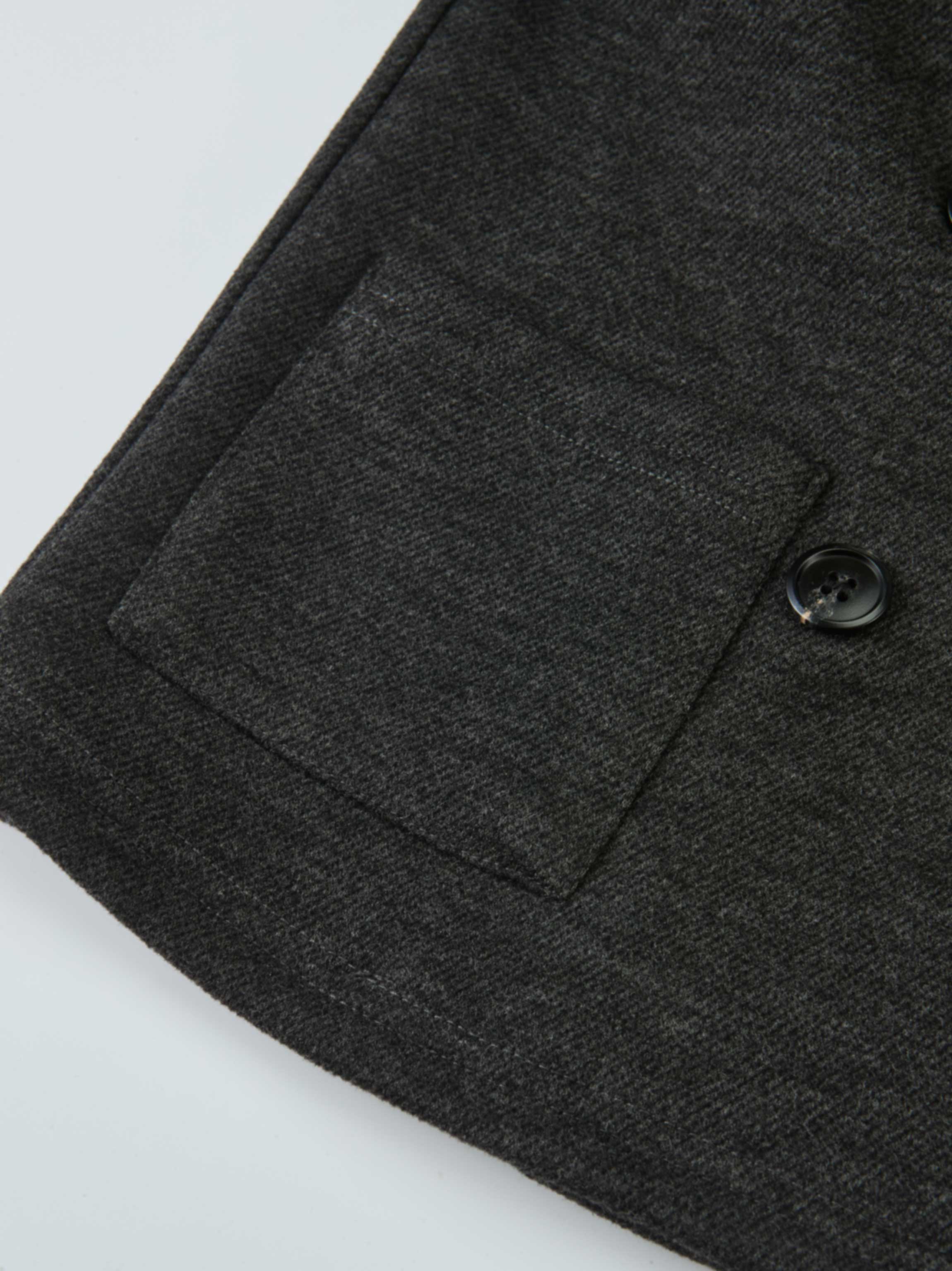 Adee Textured Twill Blazer for boys, grey dressy top with pocket and black button.