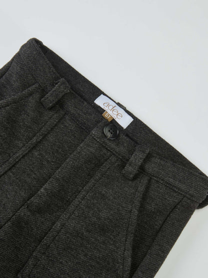 Dress pants for boys in grey fabric by Adee with belt loops