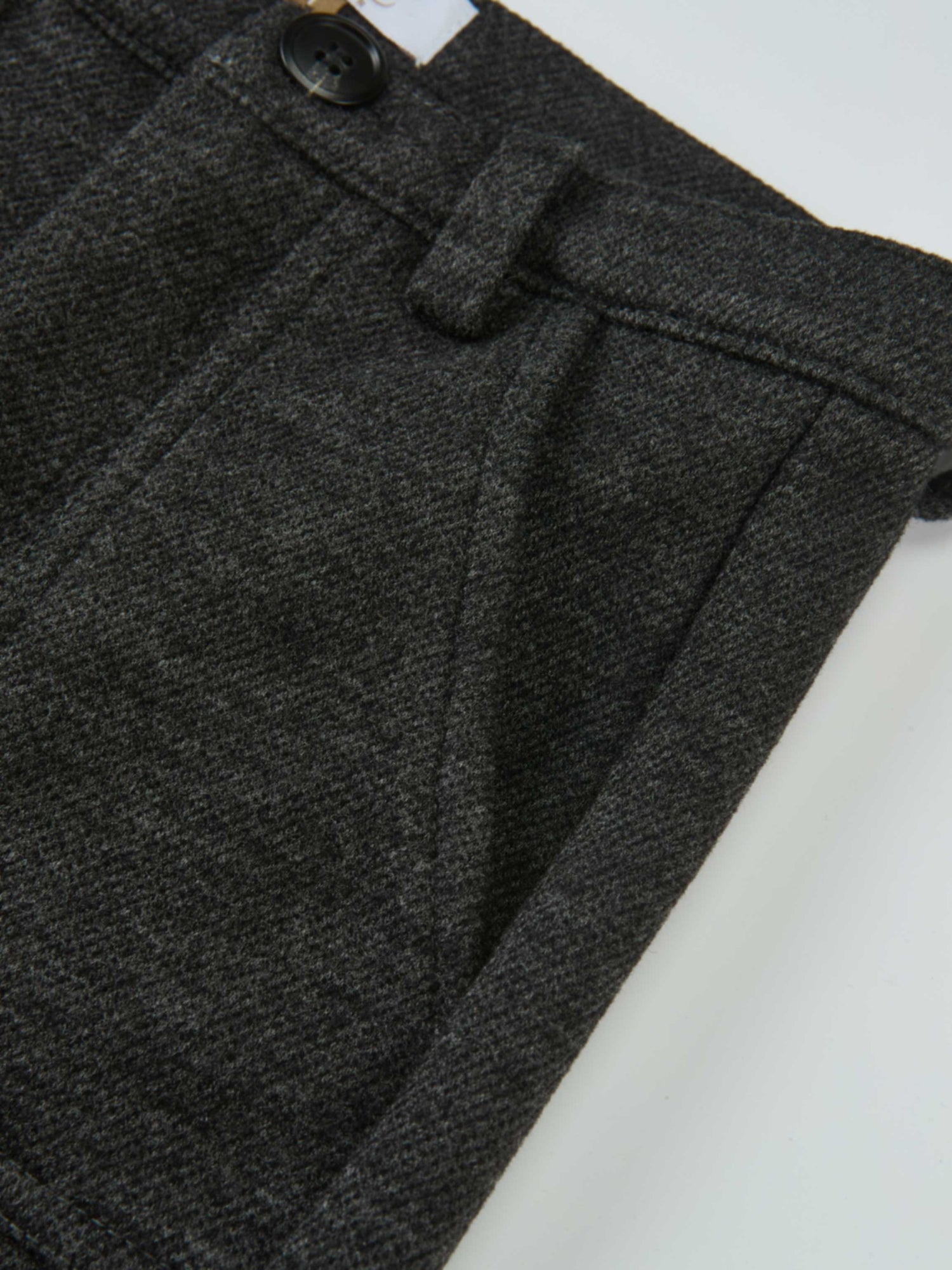 Dress pants for boys by Adee, grey textured fabric with button closure