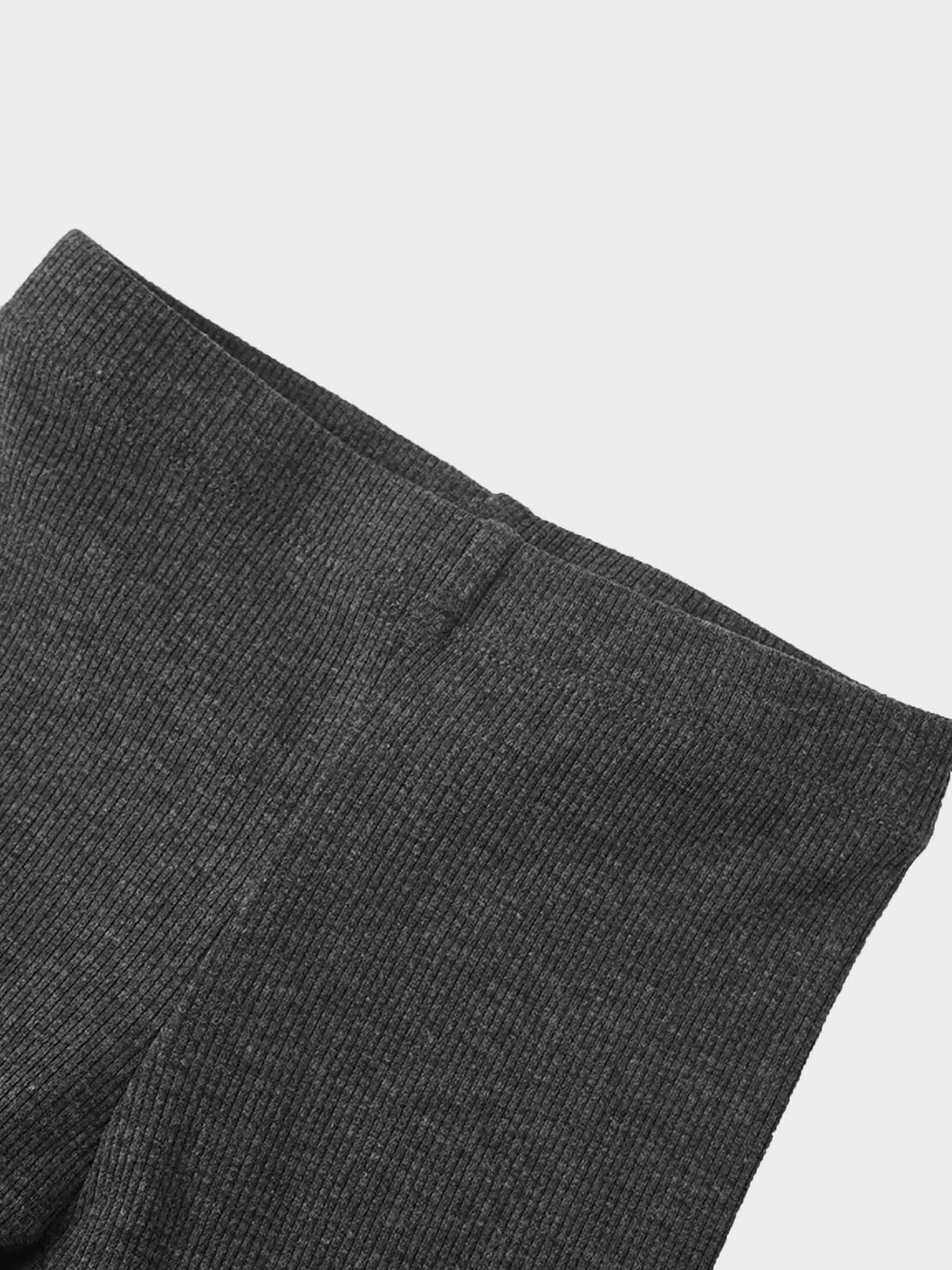 Close-up of grey ribbed knit fabric from a baby hoodie set.
