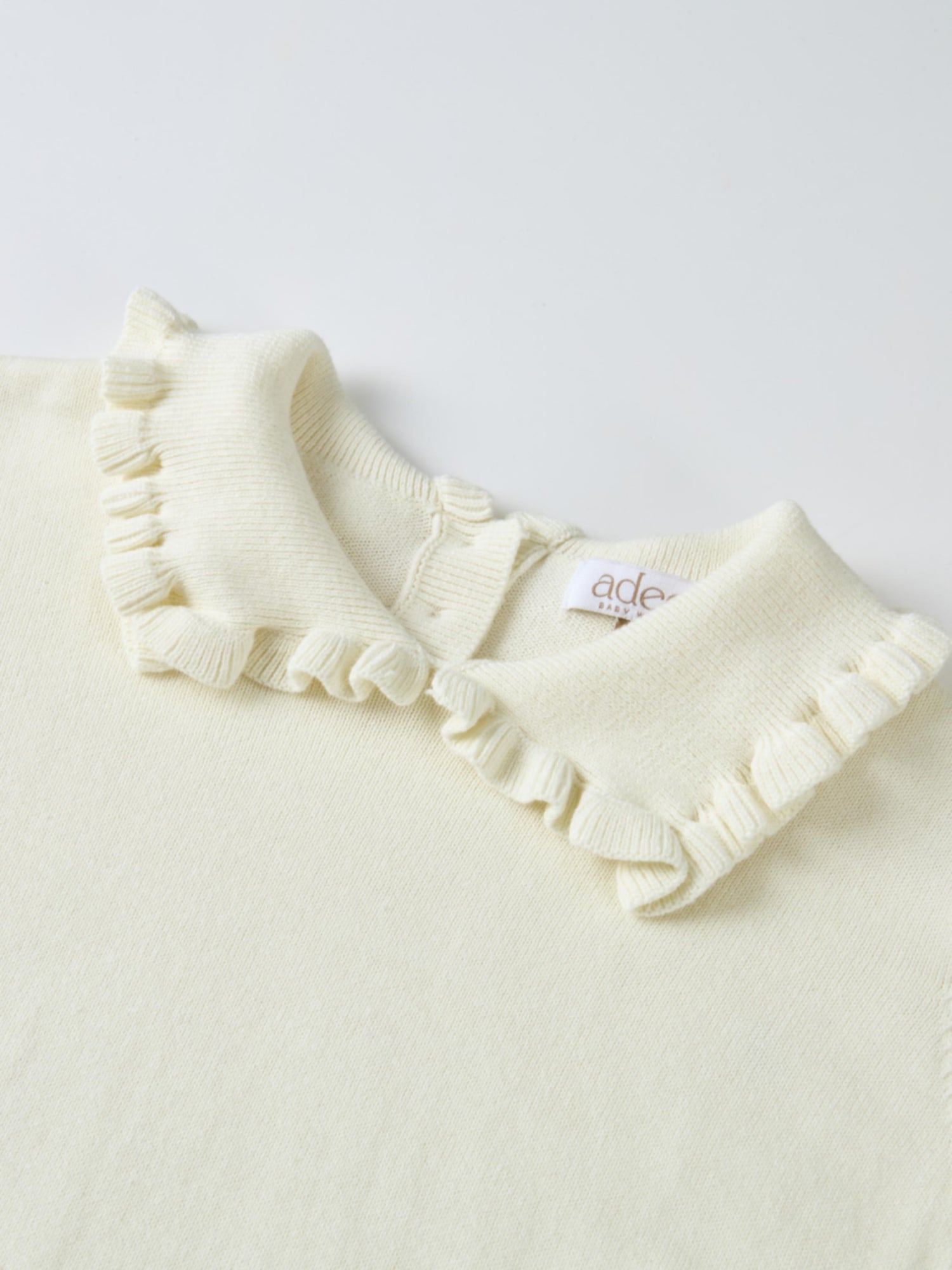 Ruffle Collar Knit Sweater by Adee, cream; girls dressy top.