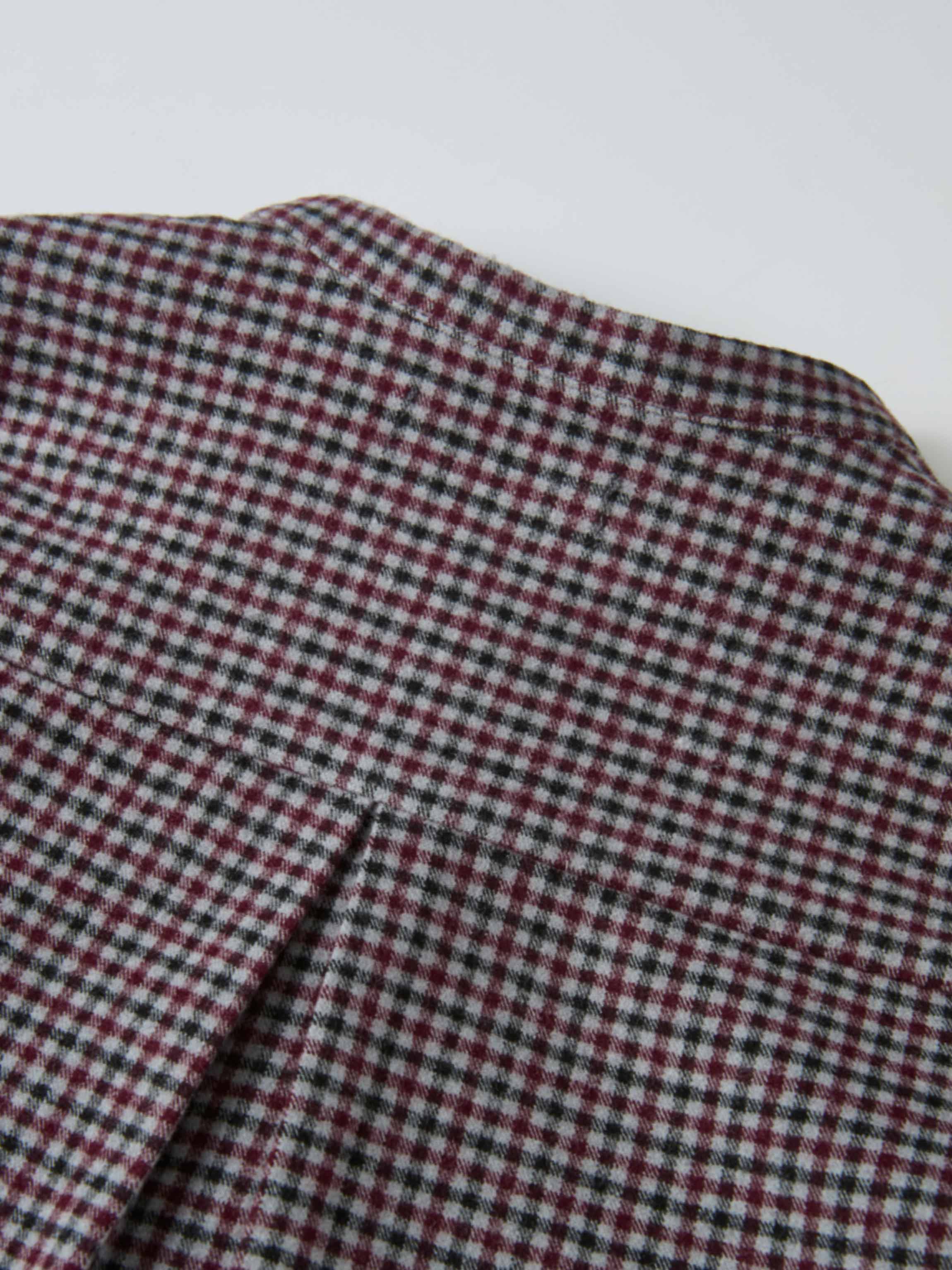 Gingham shirt for boys, dressy Adee brand, grey check fabric close-up