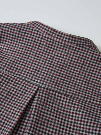 Gingham shirt for boys, dressy Adee brand, grey check fabric close-up