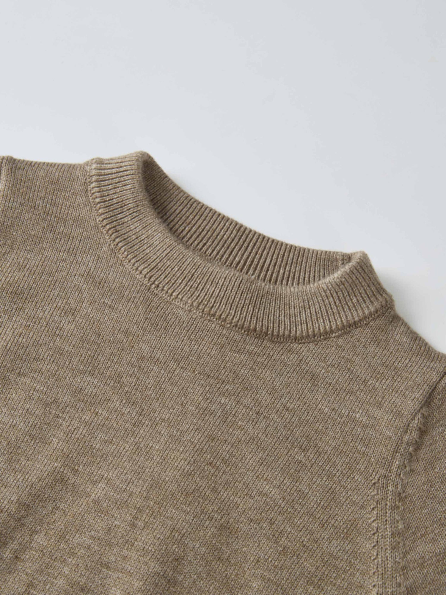 Knit sweater for boys in taupe with ribbed crew neck dressy top