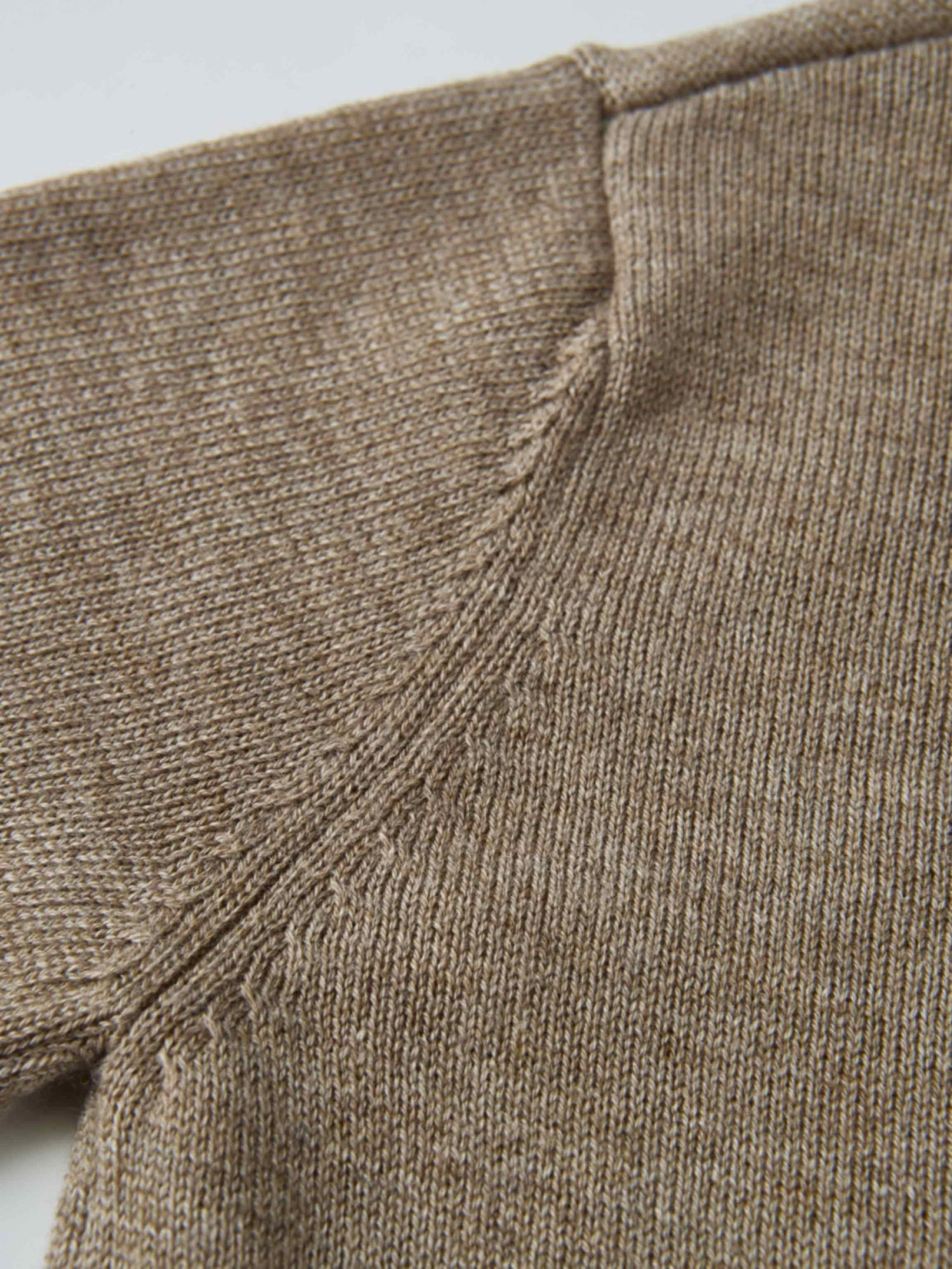 Adee Knit Sweater - Taupe, boys dressy top; close-up of ribbed knit fabric.