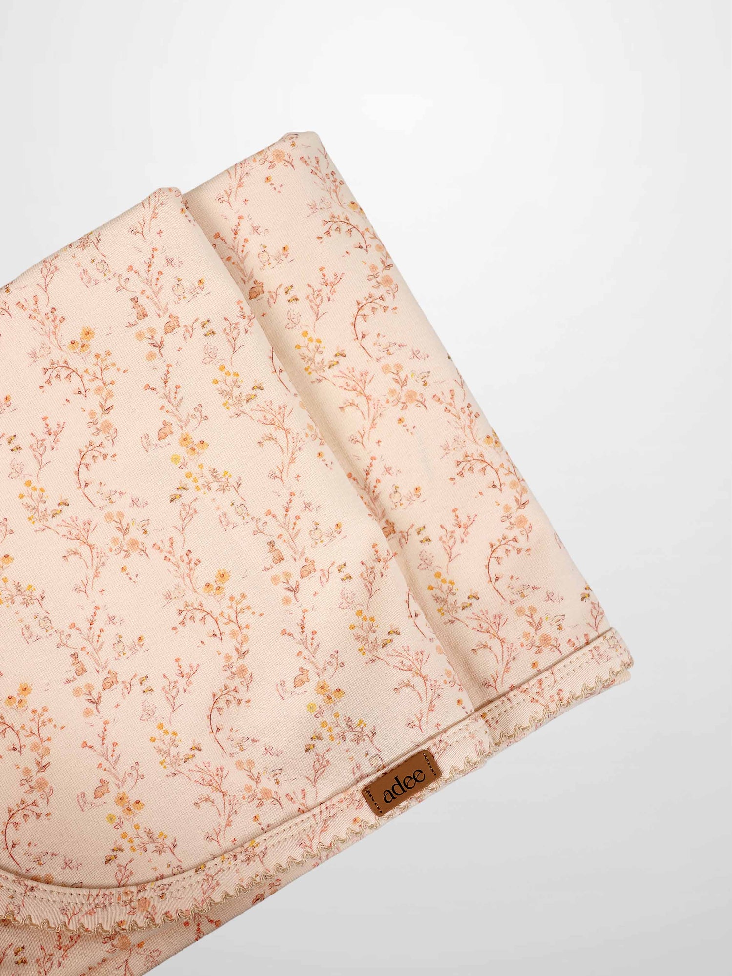 Sweet Meadow Blanket, Adee girls swaddle receiving blanket in pink floral pattern