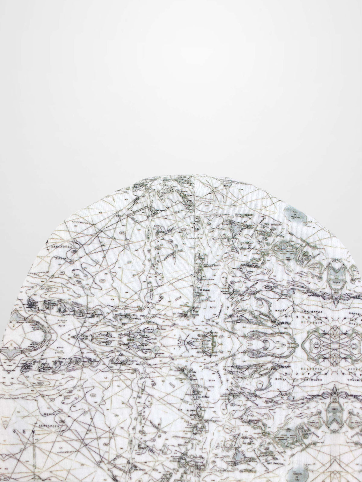 Map Beanie for boys; off-white knit with map-print pattern