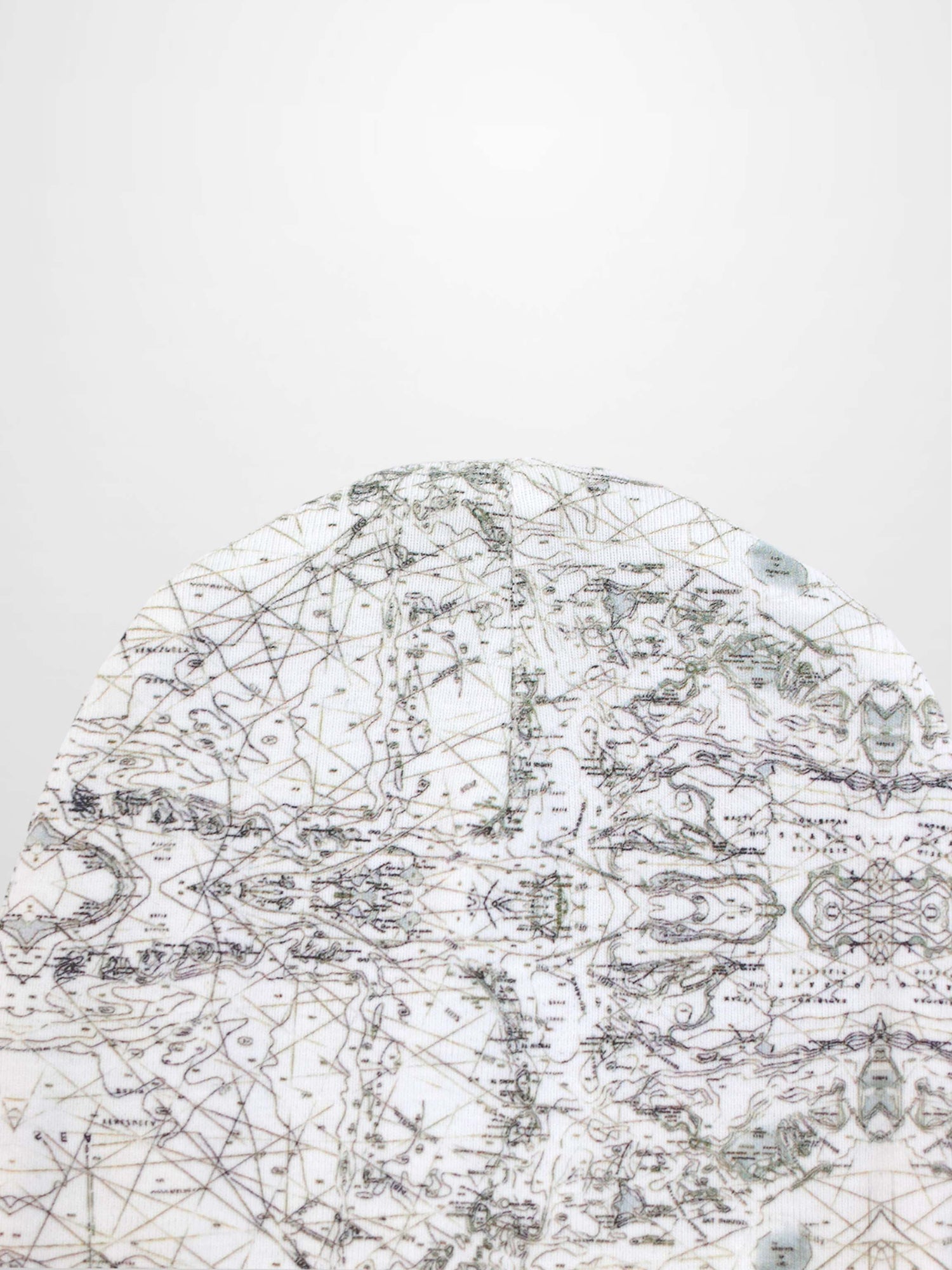 Map Beanie for boys; off-white knit with map-print pattern