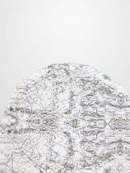 Map Beanie for boys; off-white knit with map-print pattern