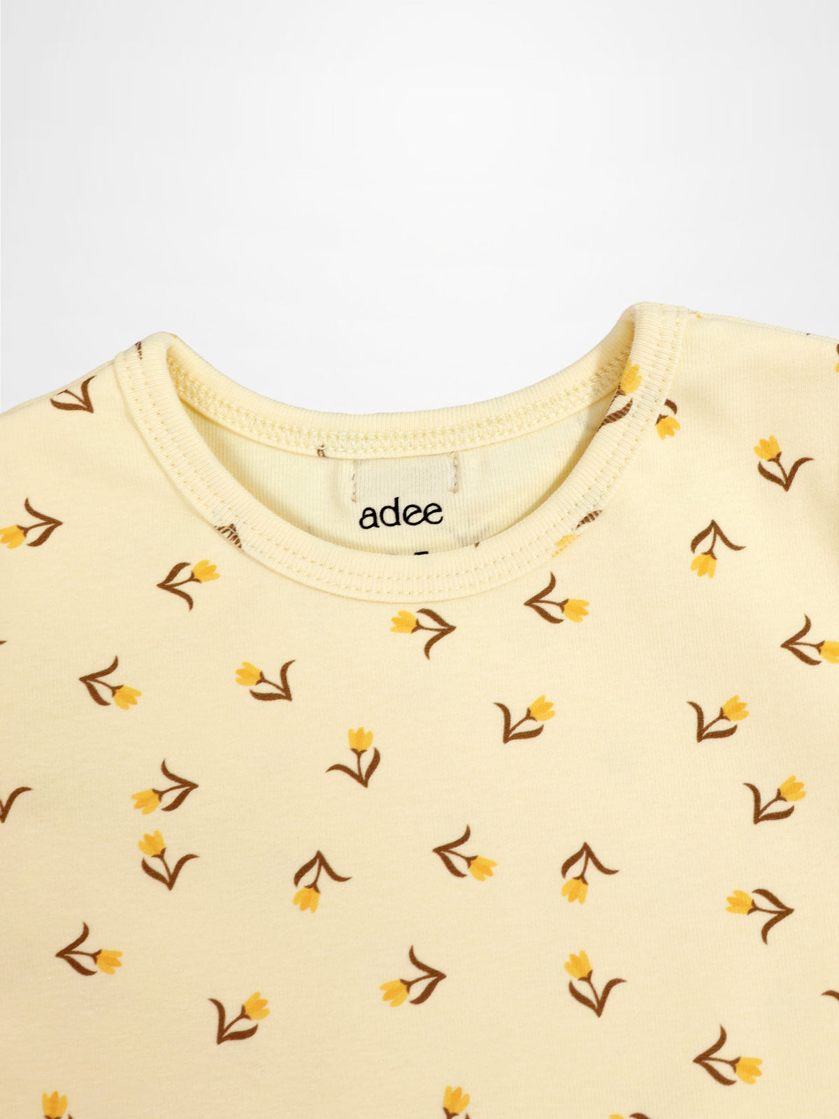 Butter Yellow Tulip T-Shirt with small tulip pattern, Adee girls&