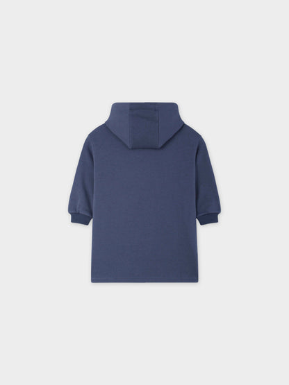 Sweatshirt Dress with Pocket- Blue