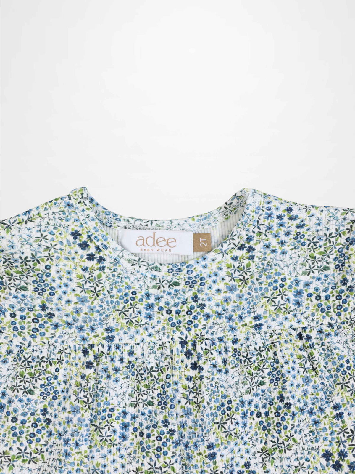 Blue floral short-sleeve dress by Adee for girls dressy