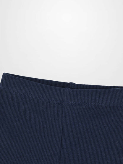 Biker shorts, navy thin ribbed fabric, unisex basics