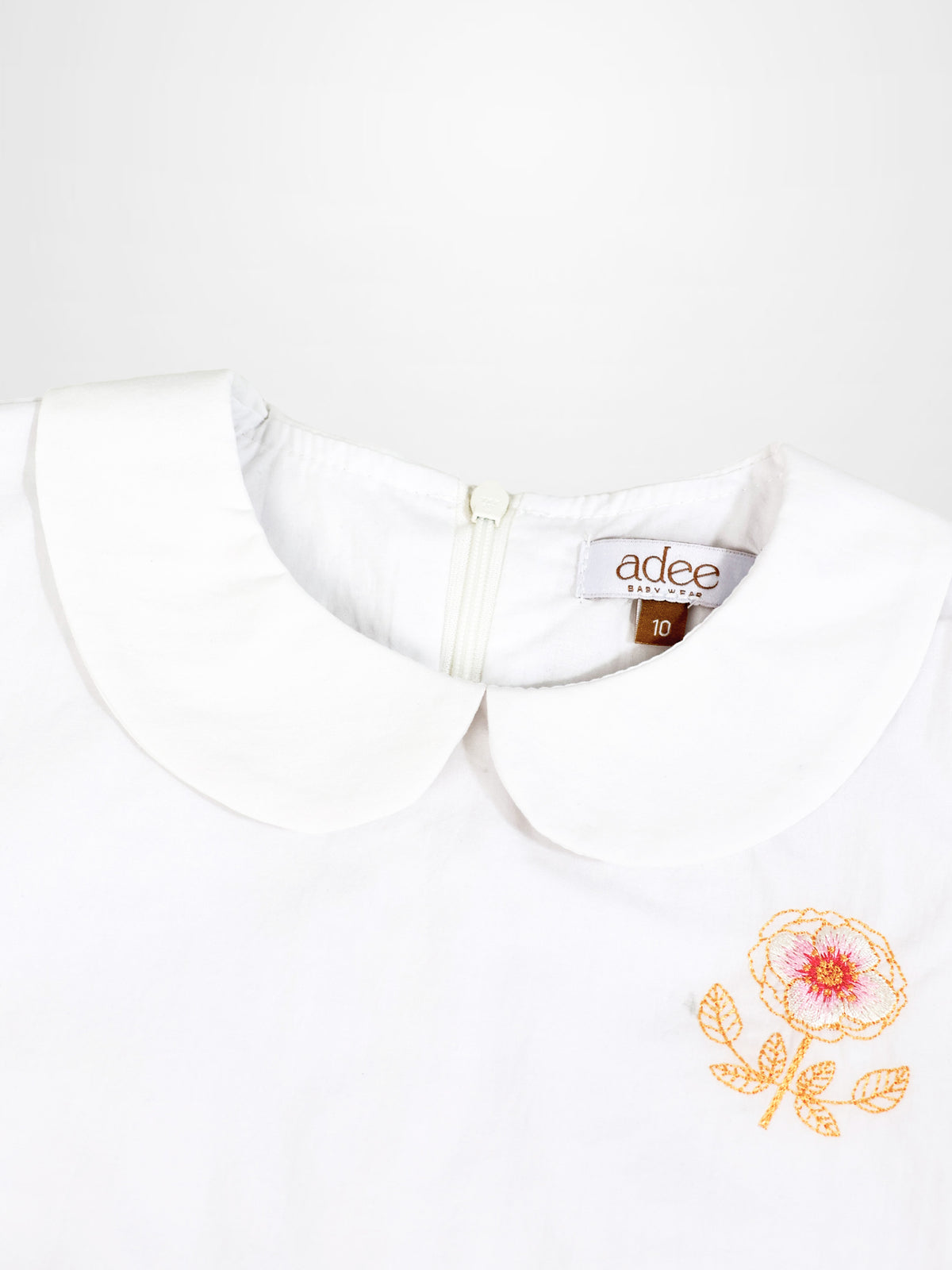 Embroidered Flower Shirt by Adee, white dressy girls&