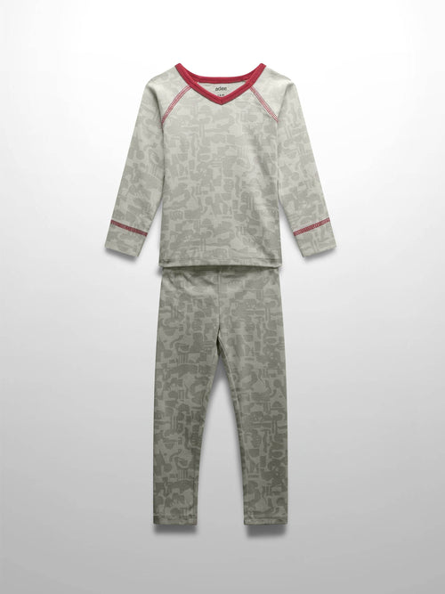 Abstract Pajamas-Red: gray abstract-print girls&