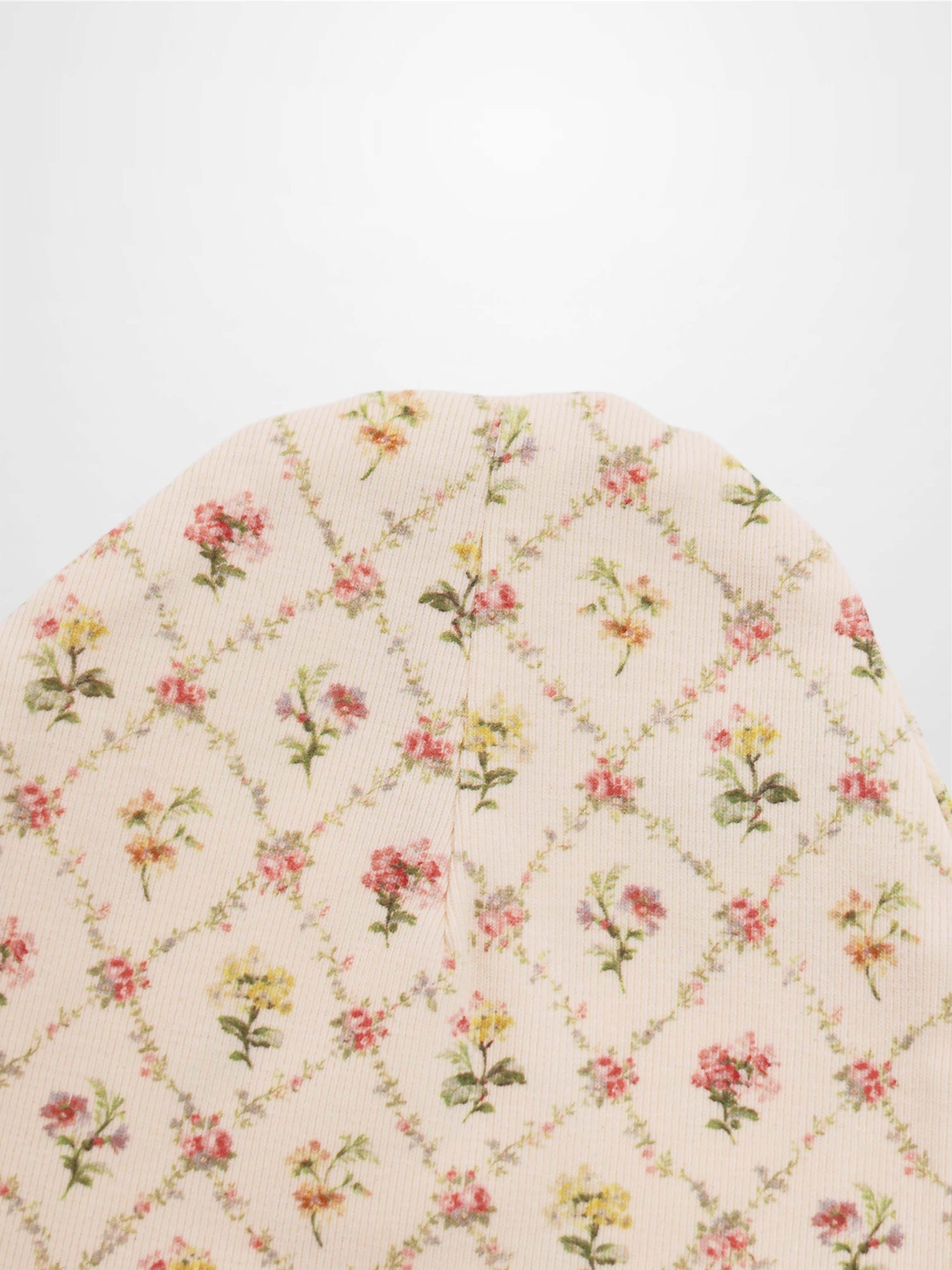 Flower Garden Hat for girls, off-white fabric with pink and yellow floral pattern