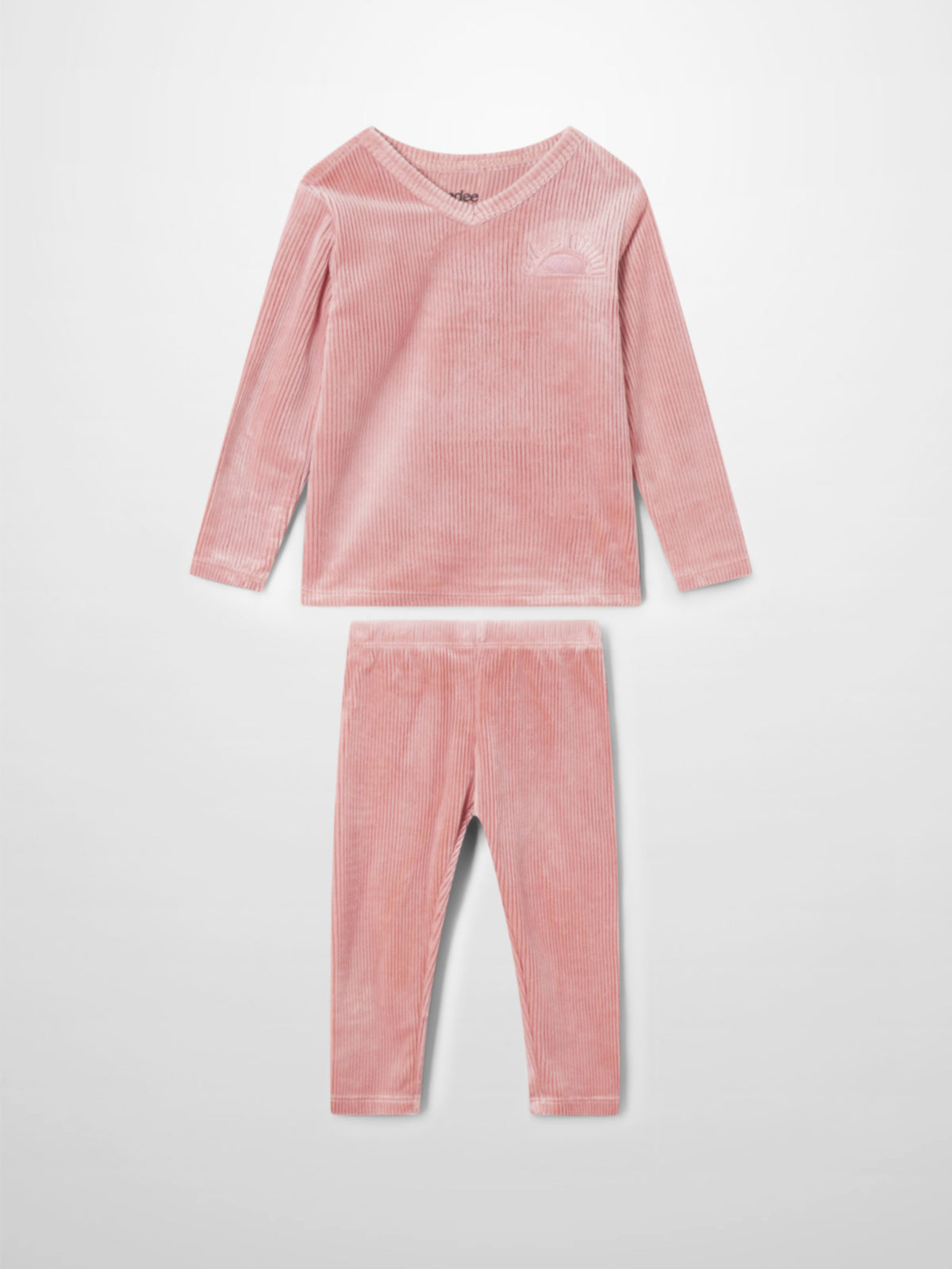 Ribbed velour pajama set for girls by Adee in pink (top and pants)