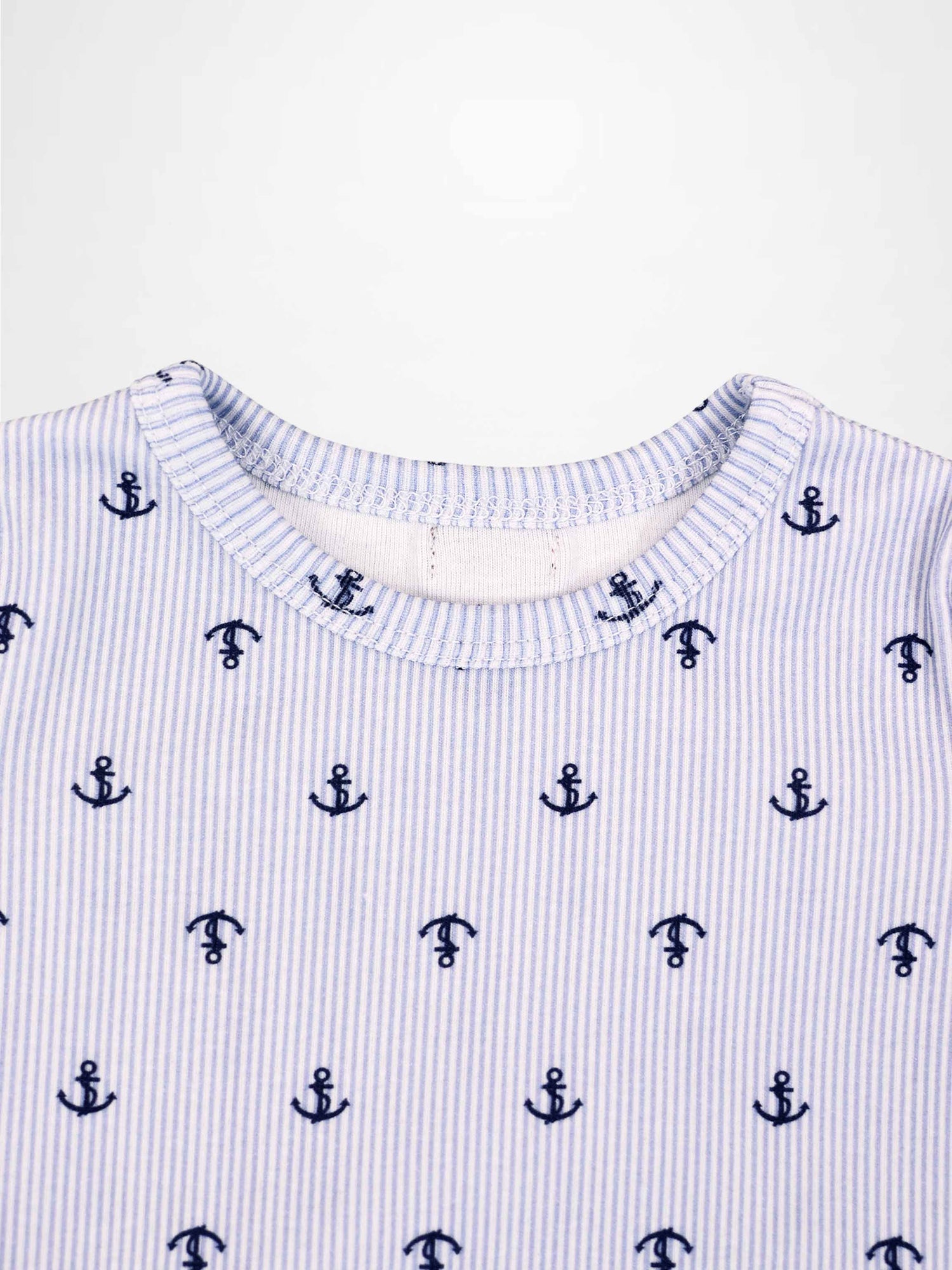 Anchor Set - Blue top by Adee for little boys with light blue stripes and navy anchors.