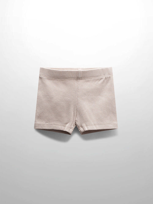 Biker shorts, light tan, non-ribbed; unisex basics