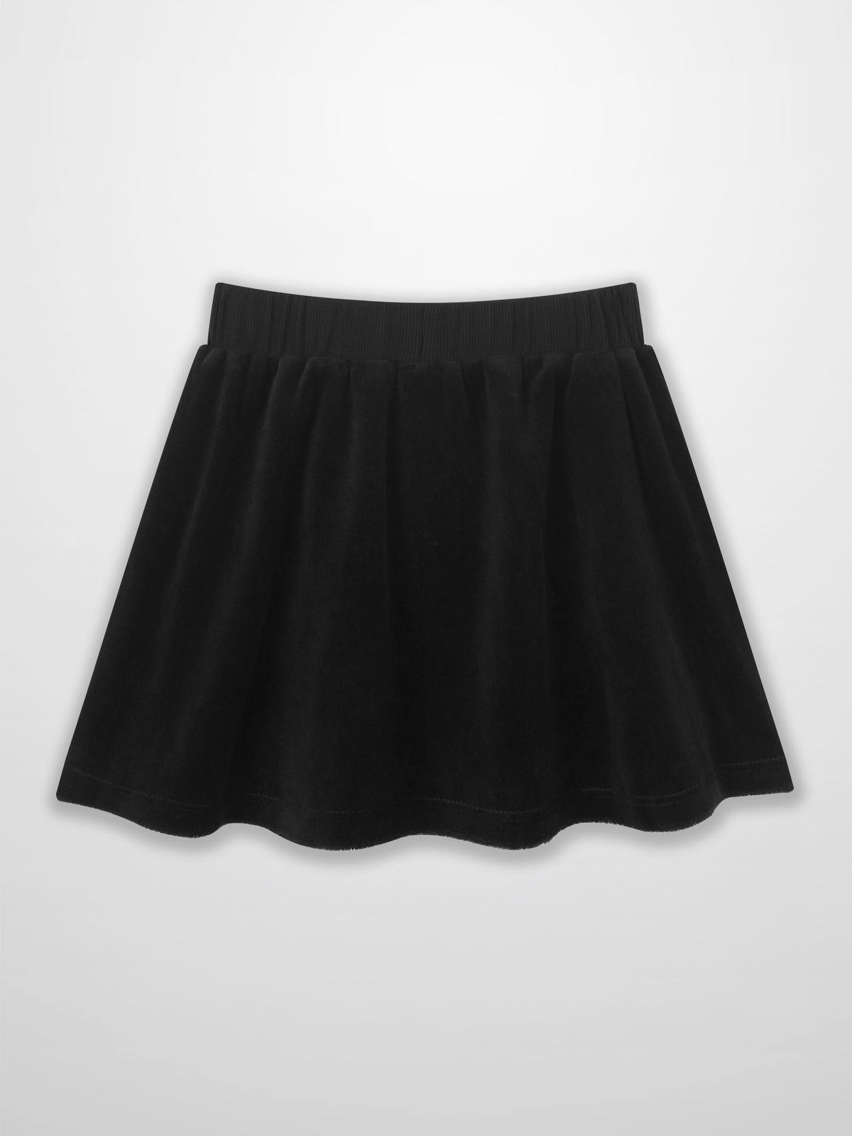 Velour Circle Skirt - Black for girls with elastic waistband