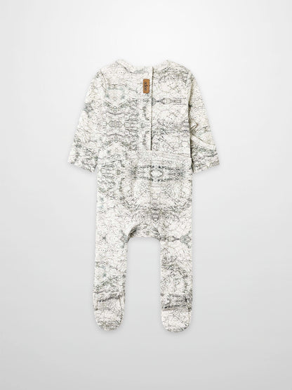 Map Stretchy boys stretchies in a finely sketched sage green map print by Adee