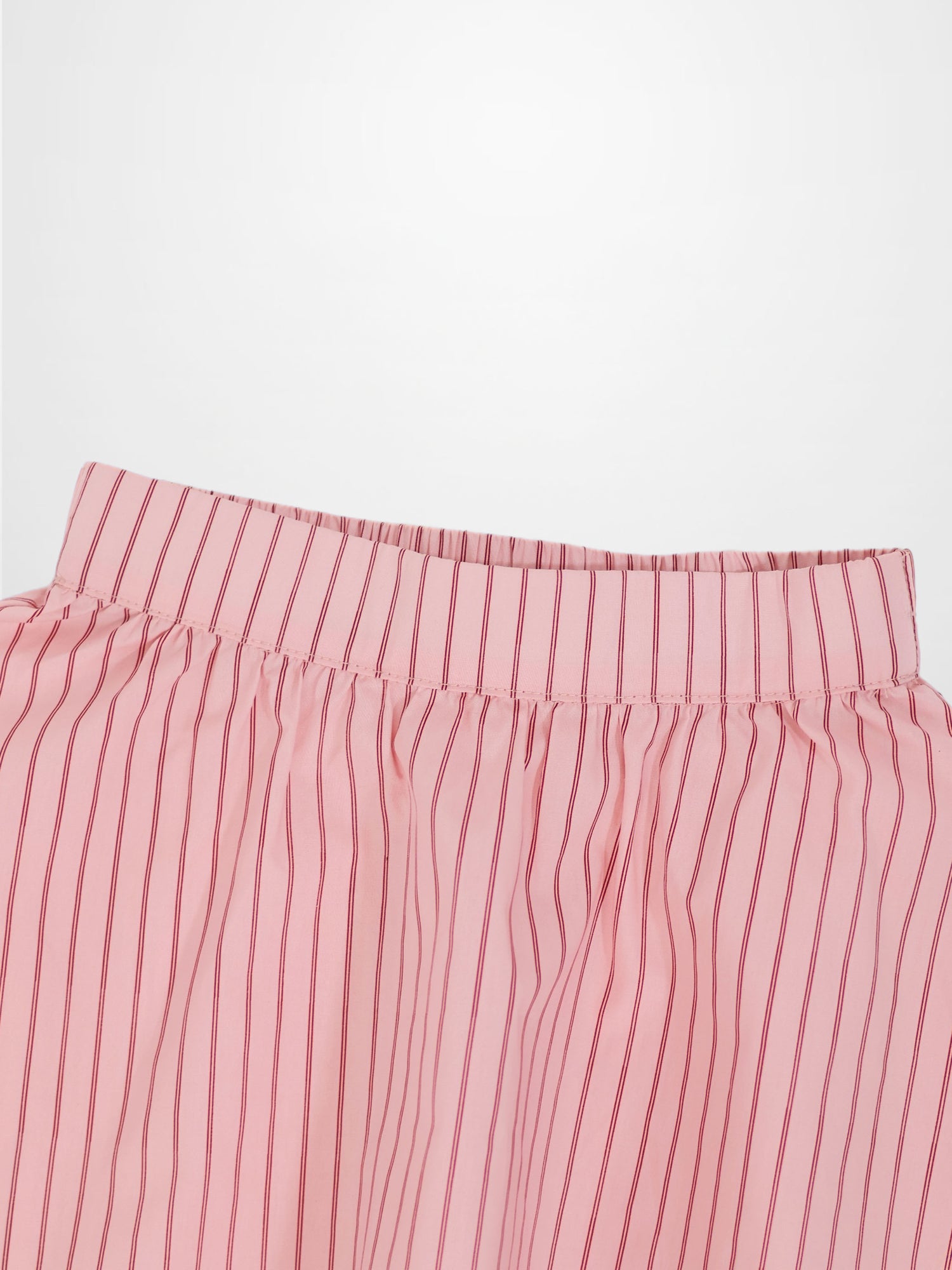 Striped cotton skirt for girls, pink with red vertical stripes, elastic waistband, Adee