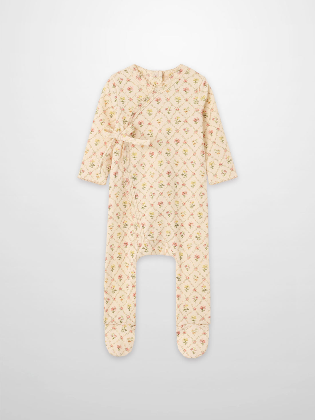 Flower Garden Stretchy cream floral lattice-pattern footed girls&