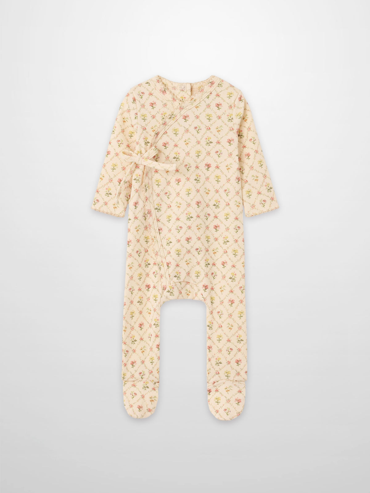 Flower Garden Stretchy cream floral lattice-pattern footed girls&