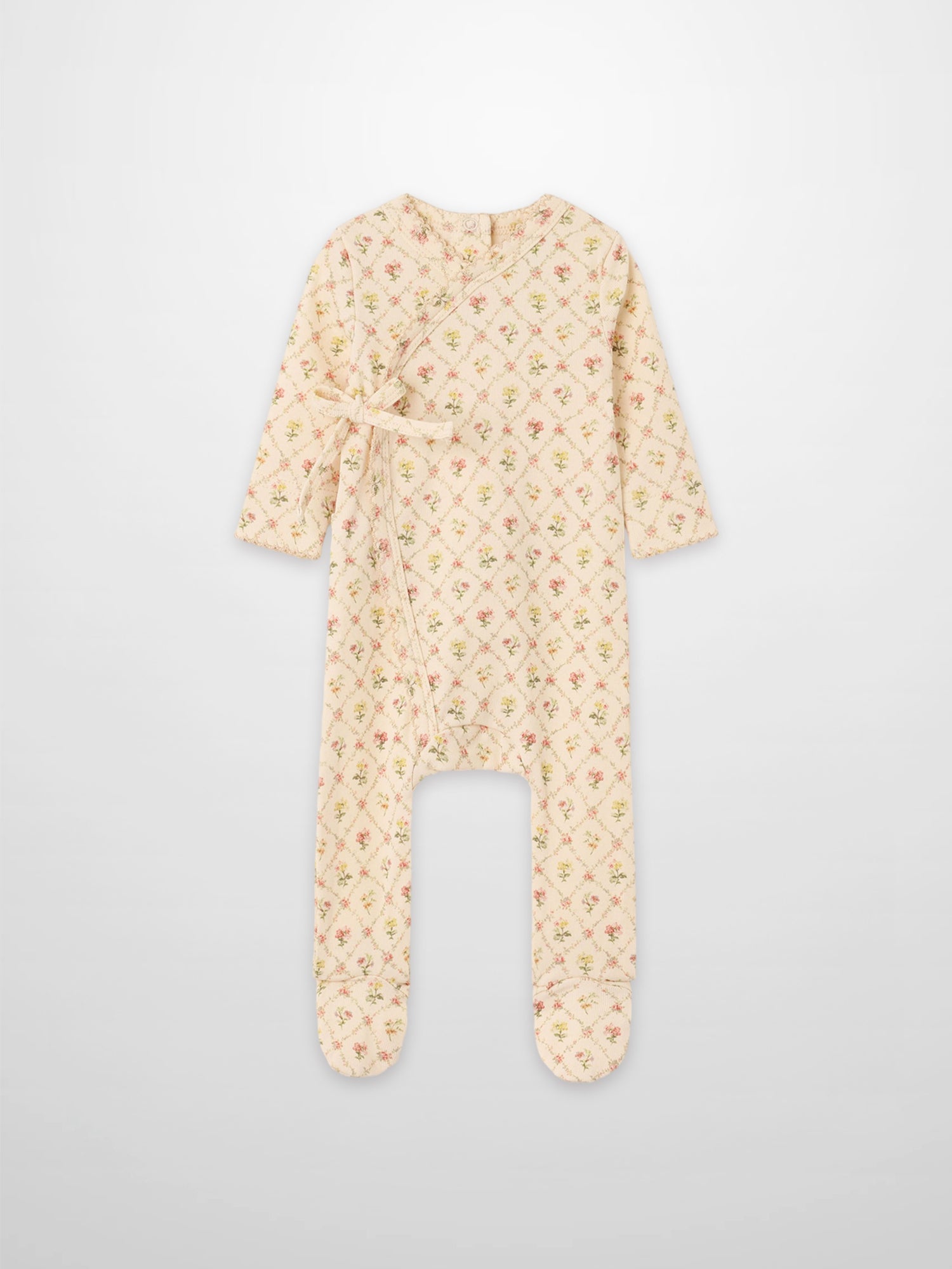 Flower Garden Stretchy cream floral lattice-pattern footed girls&