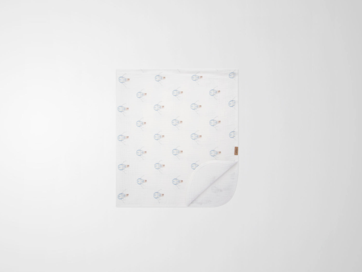 Blue Balloon Blanket by Adee; white boys swaddle blanket with light blue balloon pattern