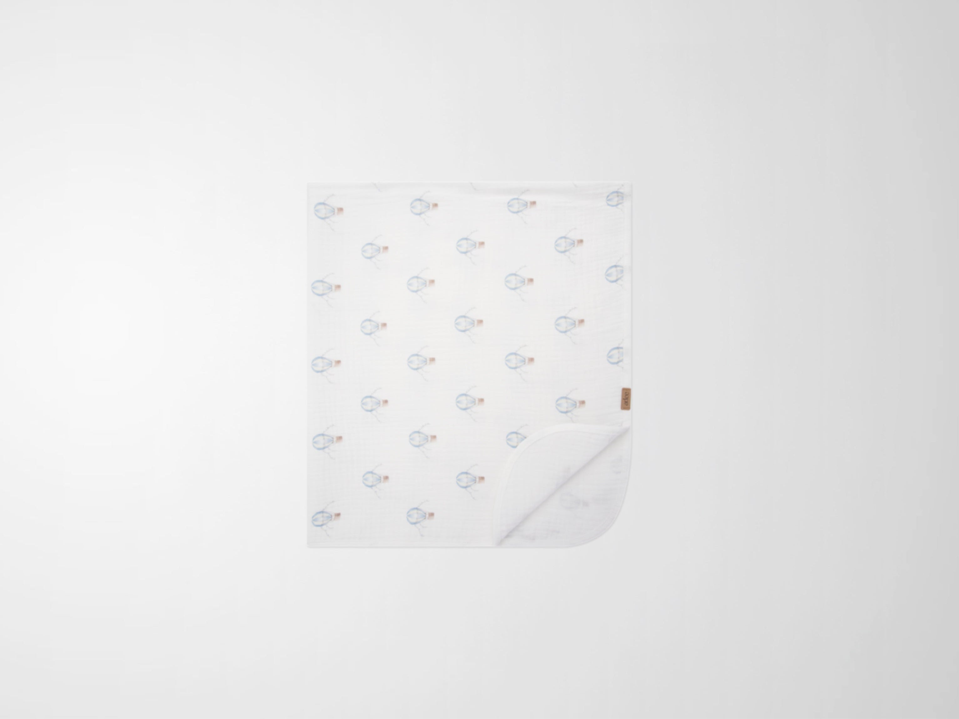 Blue Balloon Blanket by Adee; white boys swaddle blanket with light blue balloon pattern