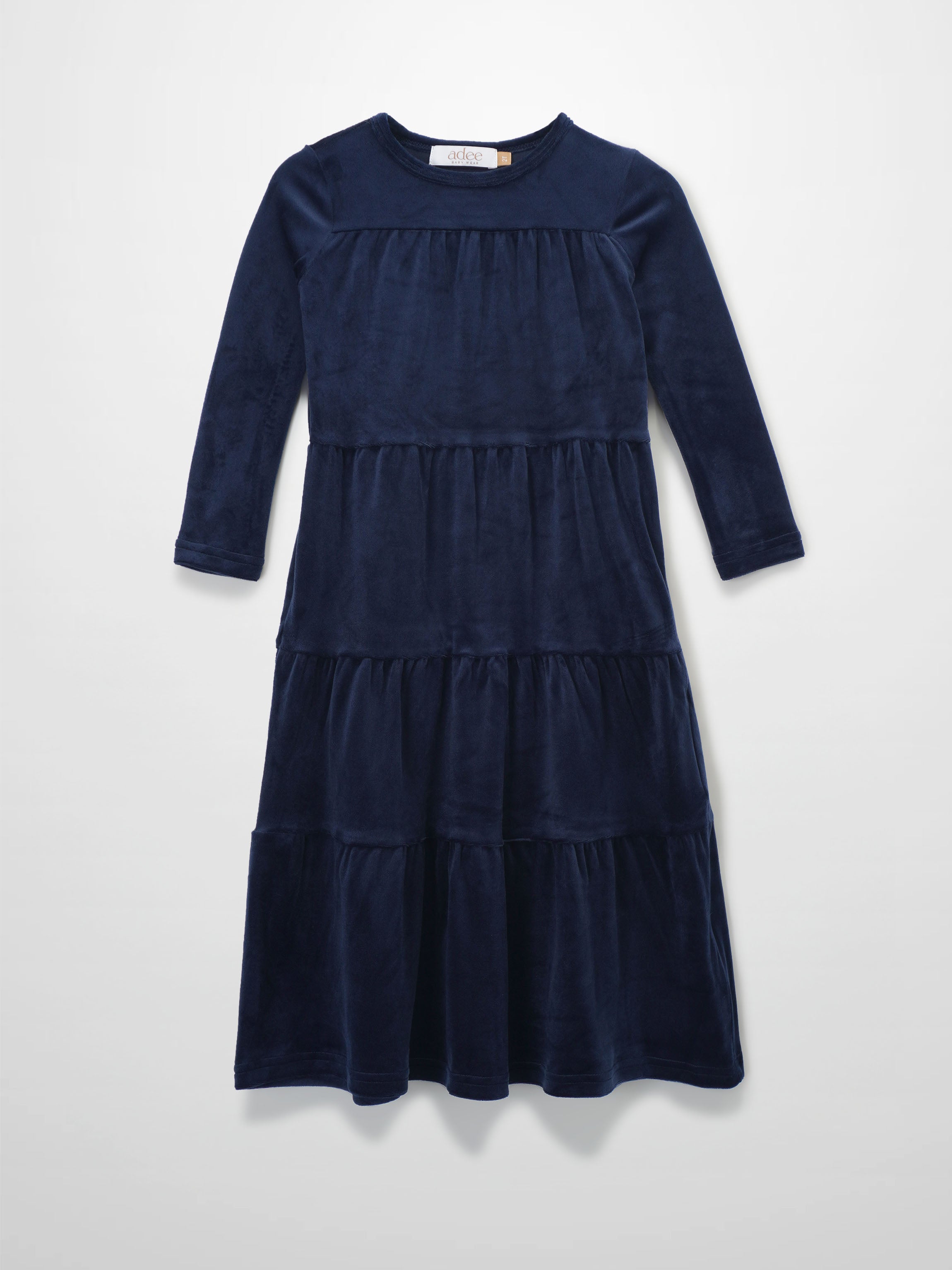 Tiered Velour Robe - Navy