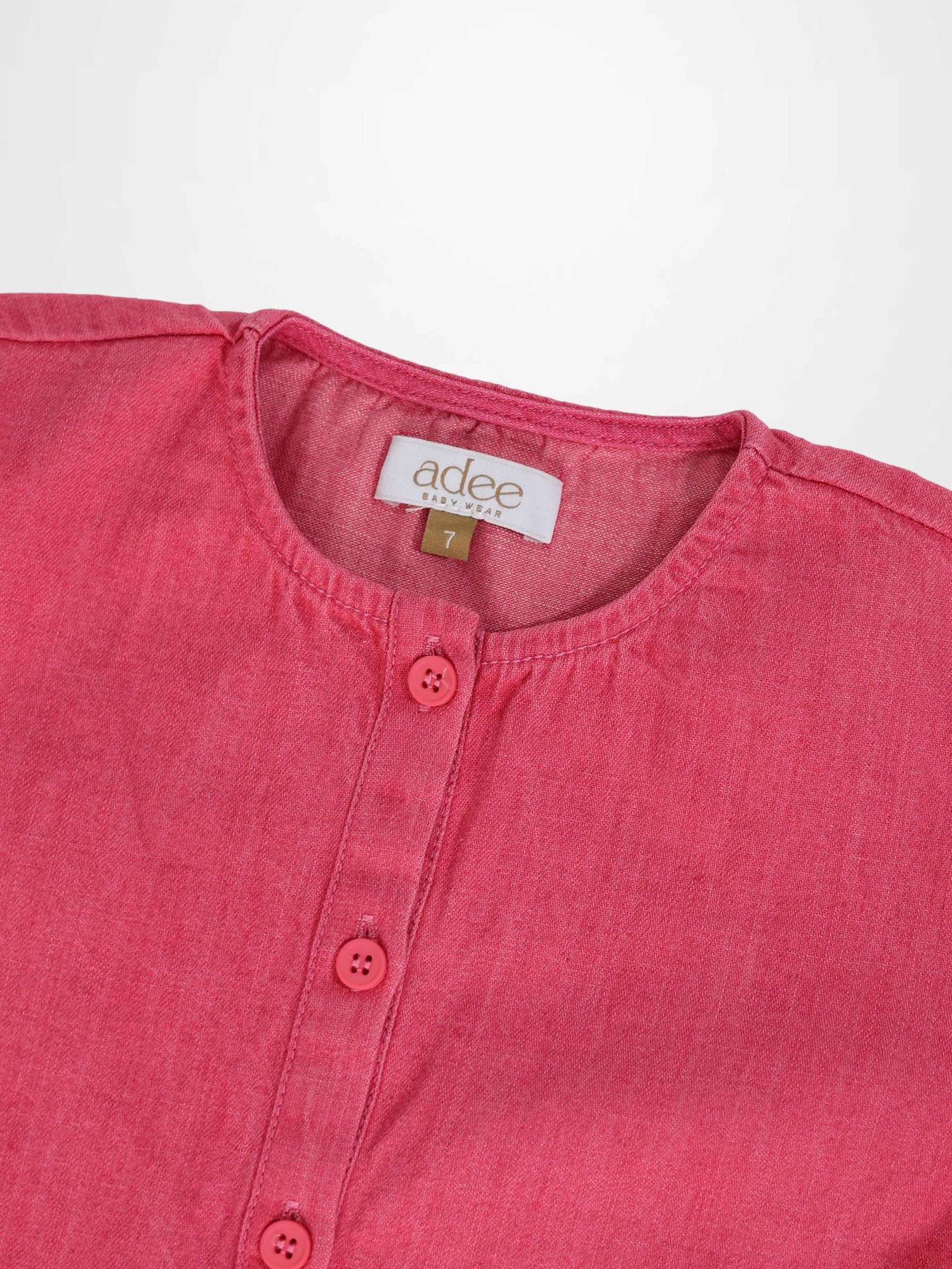 Adee pink denim 3/4 sleeve Henley girls top, size 7
