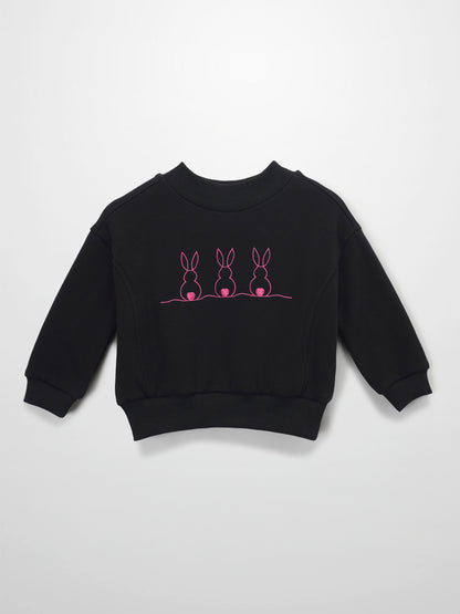 Embroidered Bunny Sweatshirt - Pink