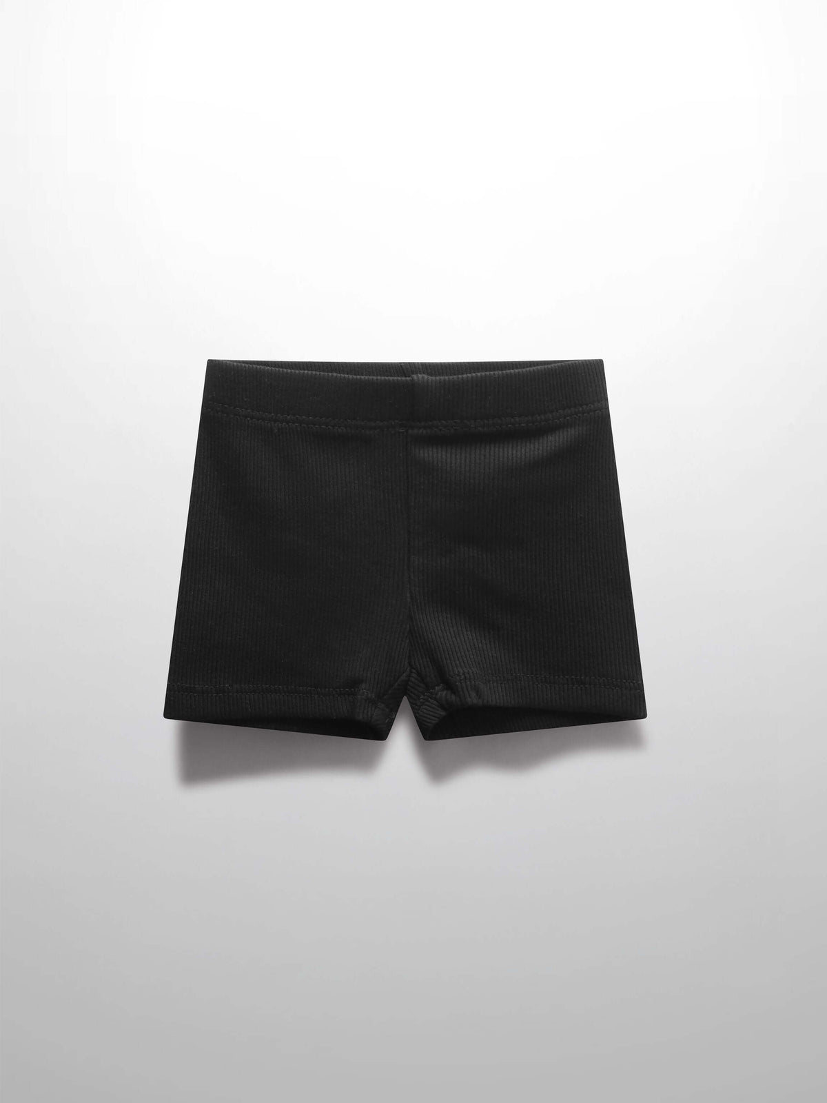 Adee Biker Shorts Thin Ribbed Black, unisex basics bottoms in ribbed fabric.