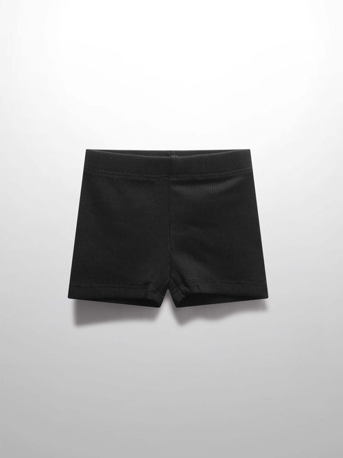 Adee Biker Shorts Thin Ribbed Black, unisex basics bottoms in ribbed fabric.