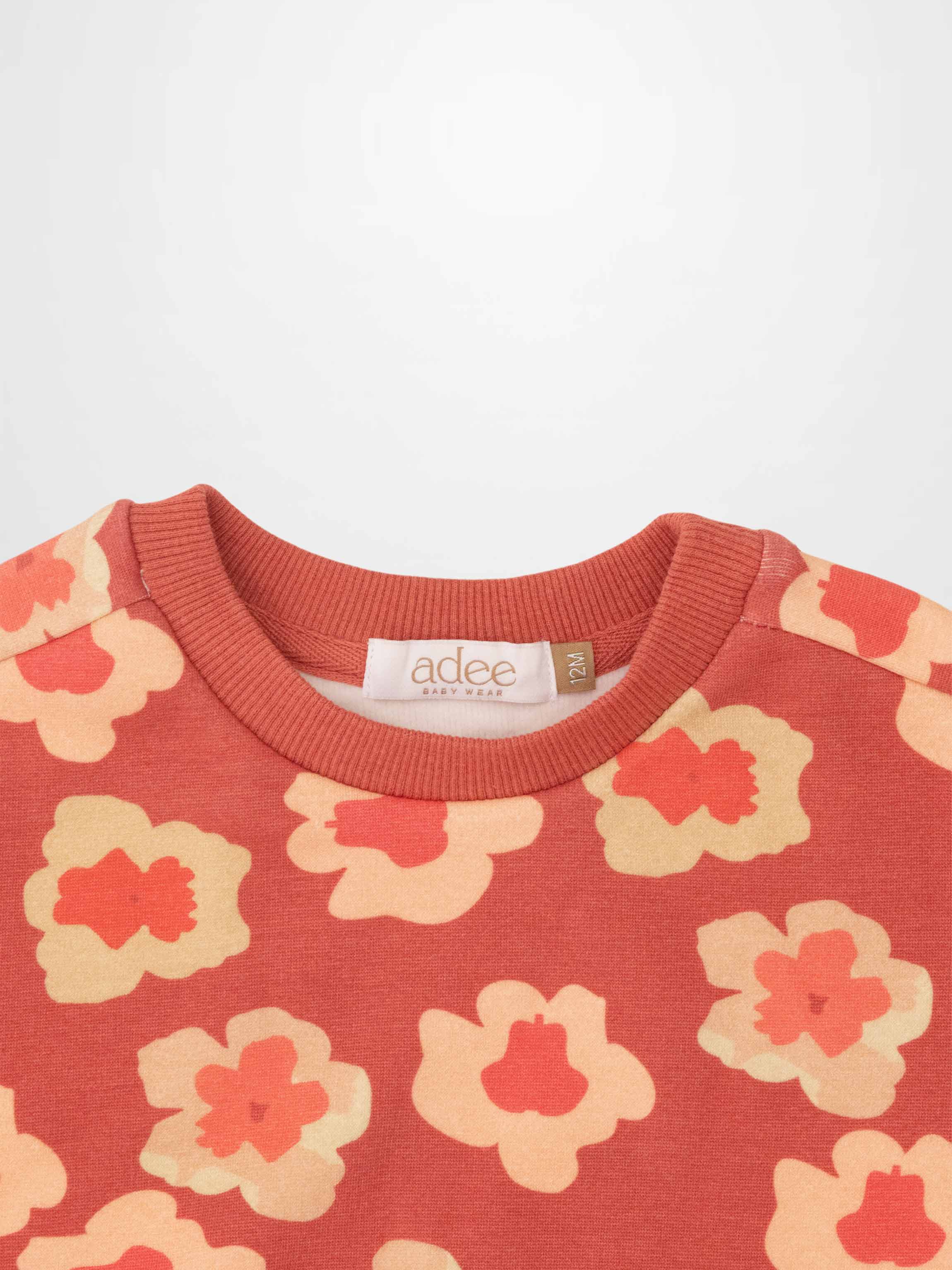 Red Flower Sweatshirt &amp; Leggings Set