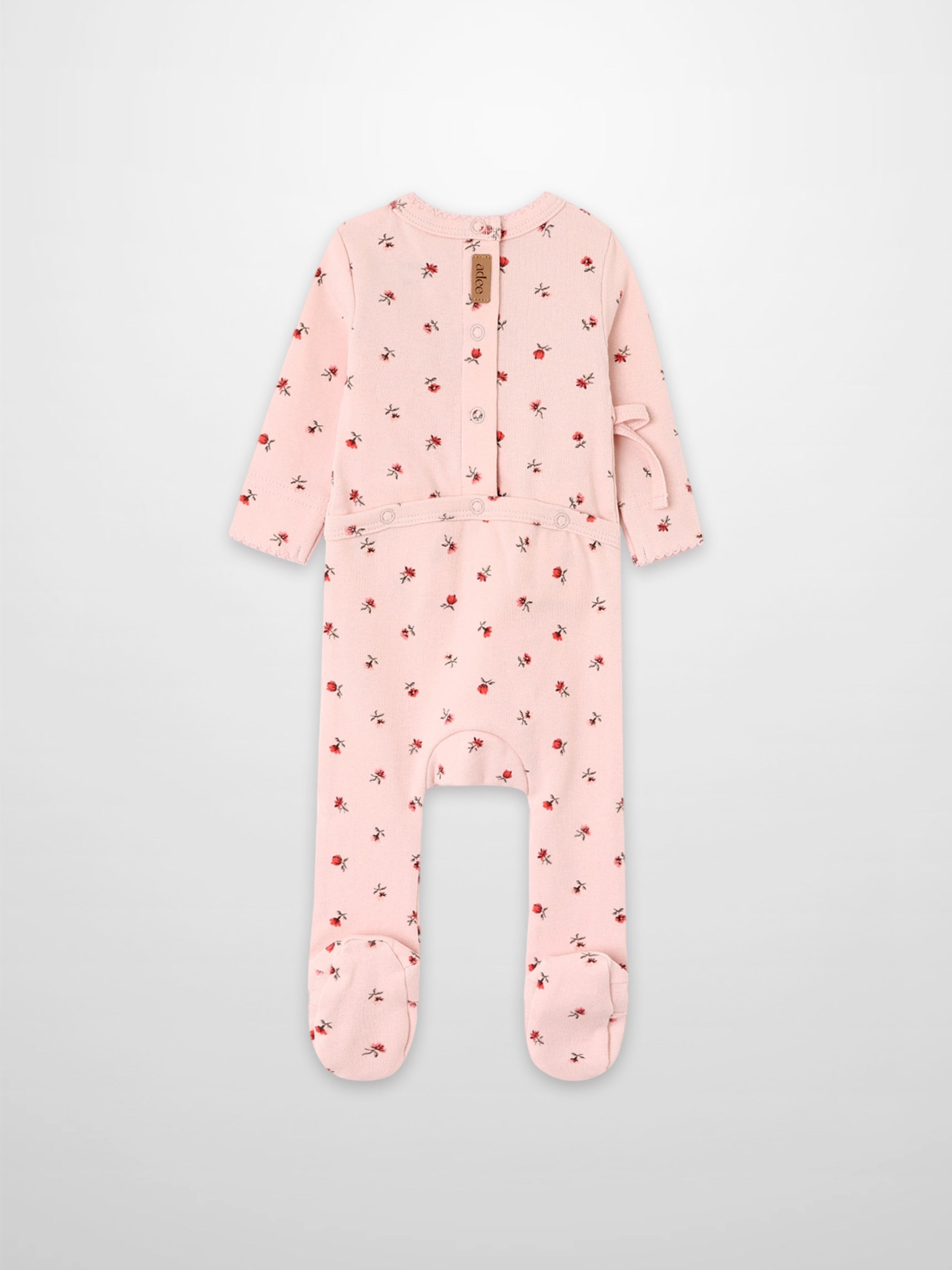 Pink Petal Stretchy girls sleepers by Adee with floral print and footed design
