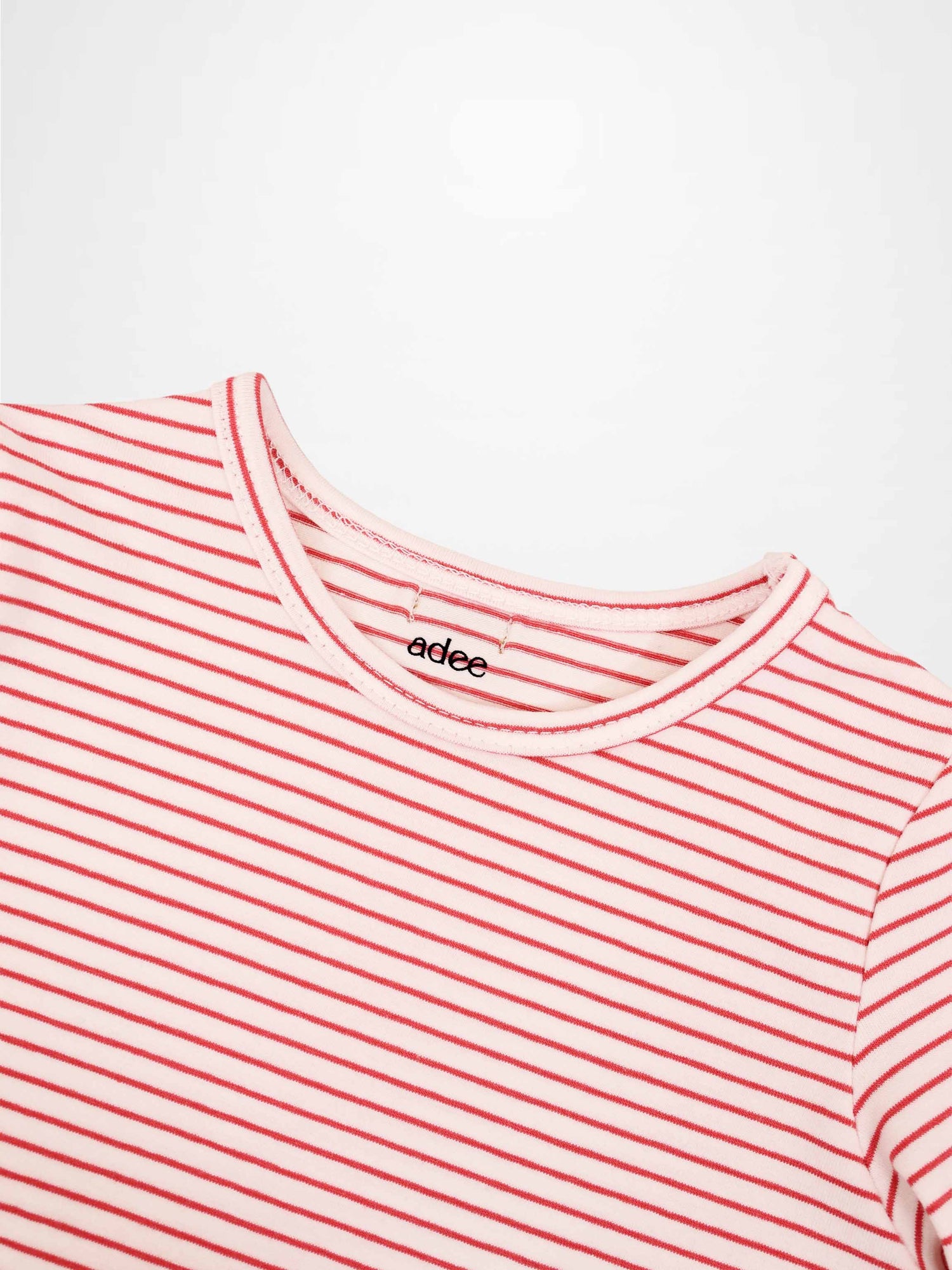 Pink Striped 3/4 Sleeve T-Shirt
