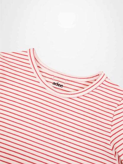 Pink Striped 3/4 Sleeve T-Shirt