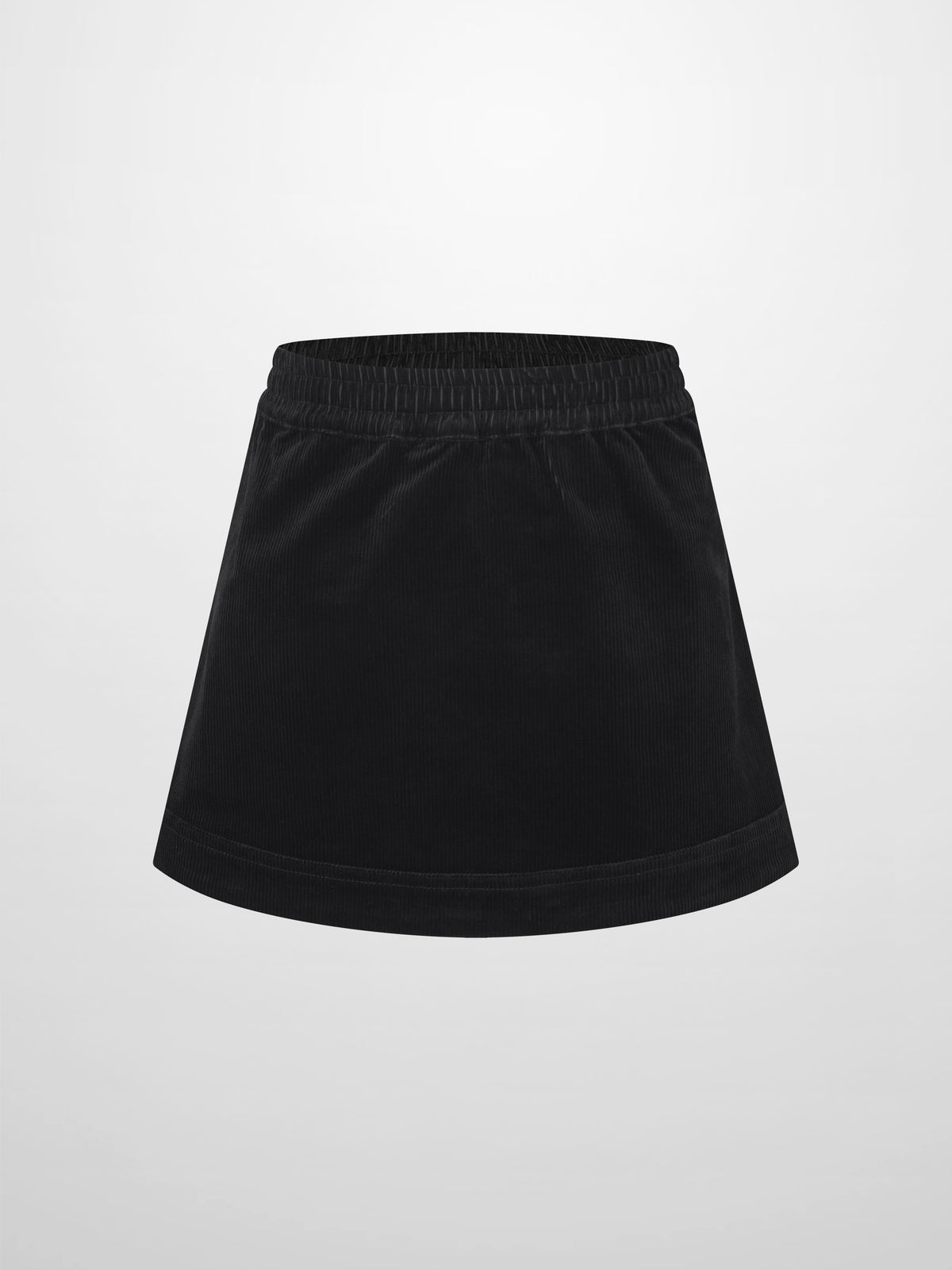 Corduroy skirt for girls in black with an elastic waistband.
