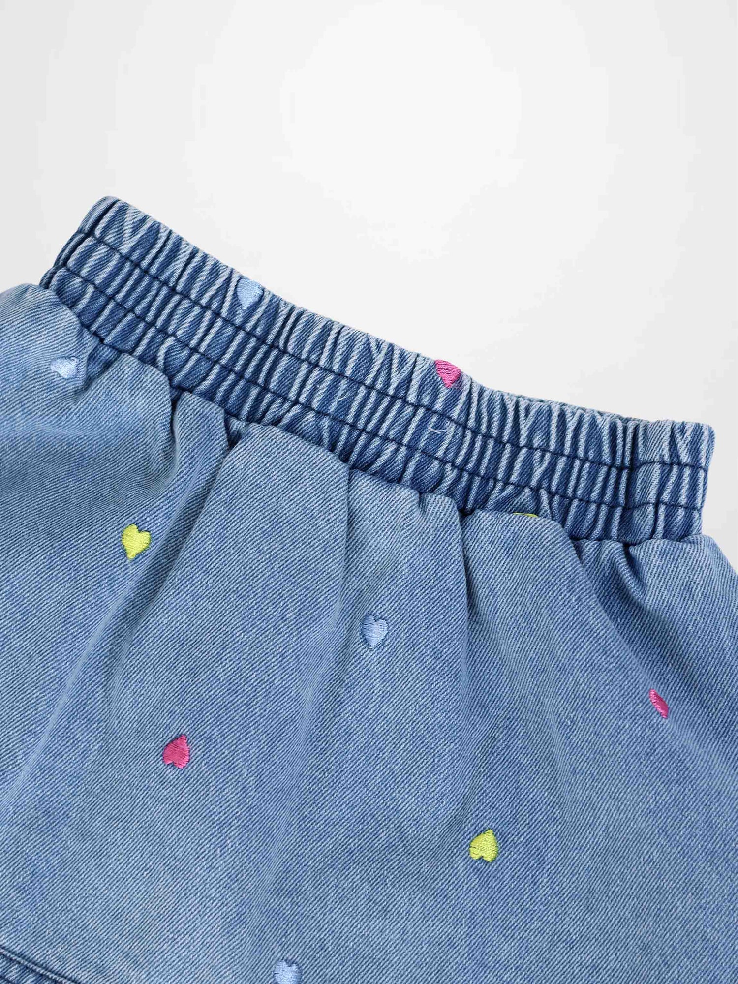 Embroidered Heart Denim Skirt by Adee, girls&