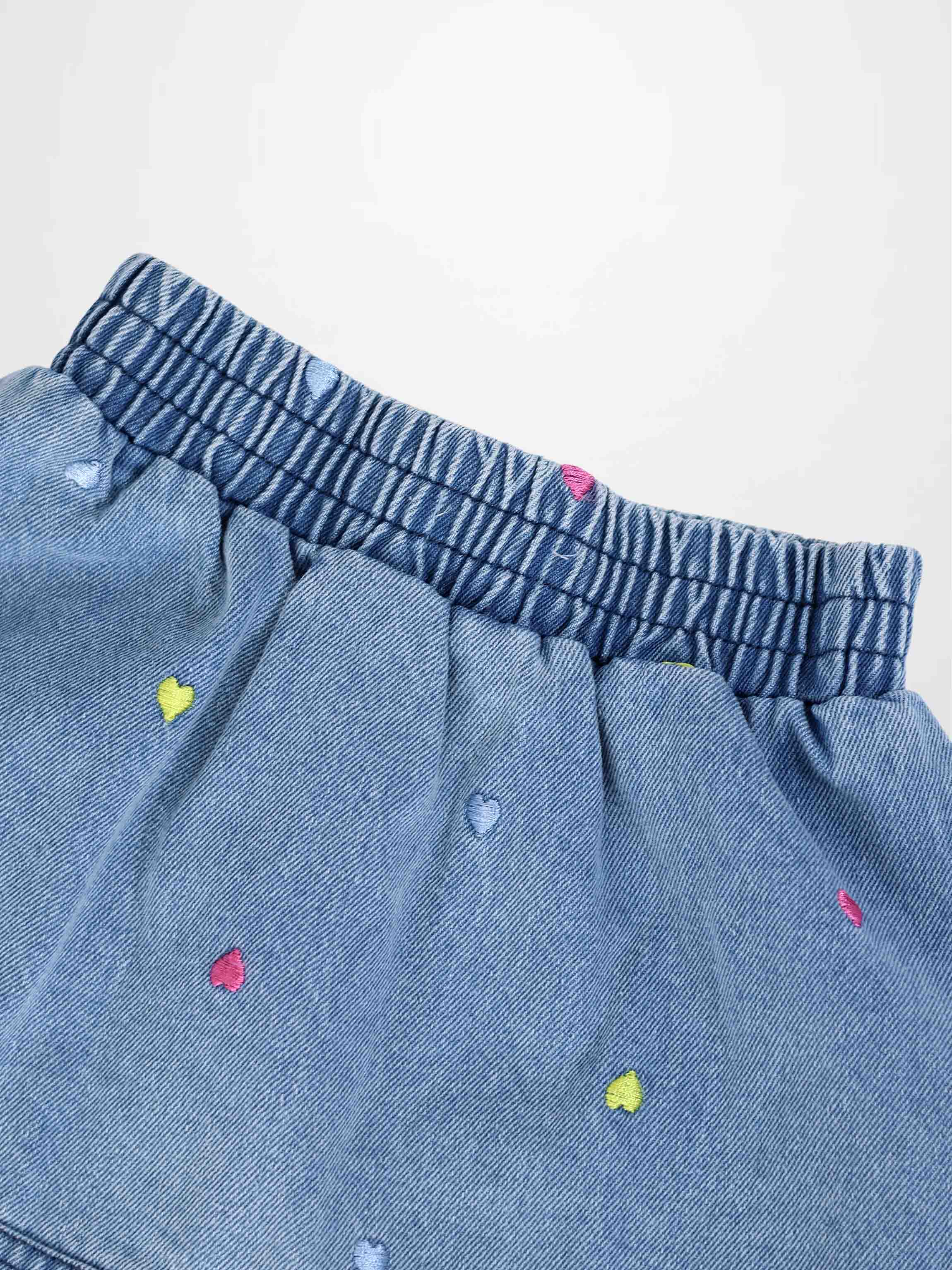 Embroidered Heart Denim Skirt by Adee, girls&