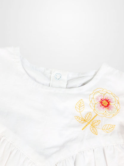 Embroidered Flower Romper by Adee, white dressy girls&